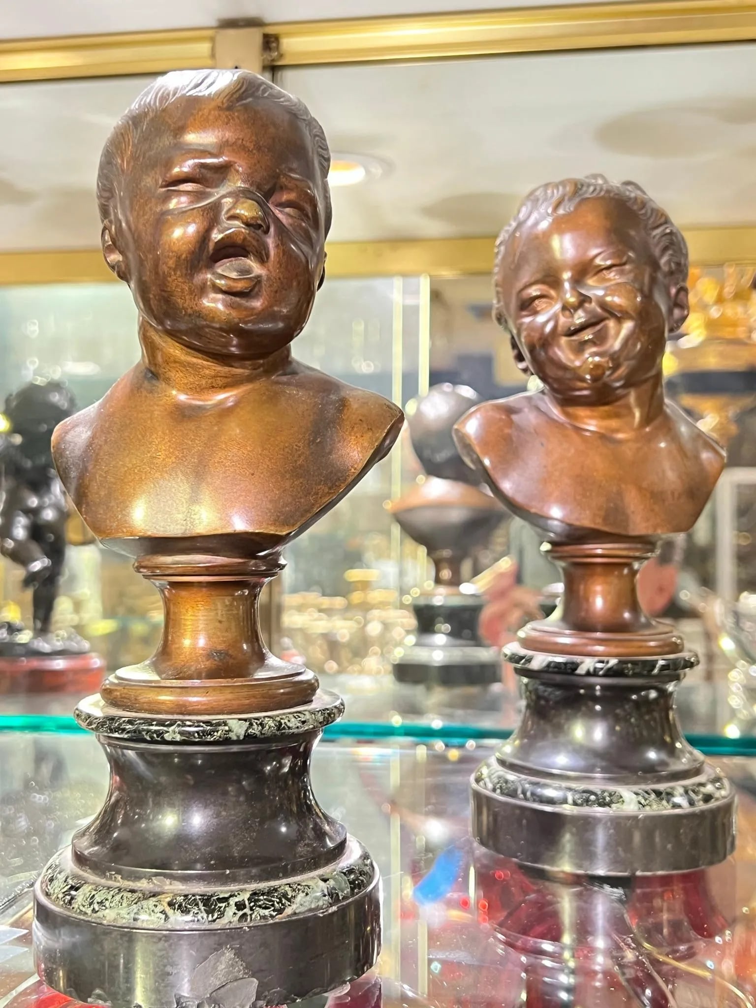 19th Century French Infant Bronze Busts After Jean Antoine Houdon - A Pair - 7