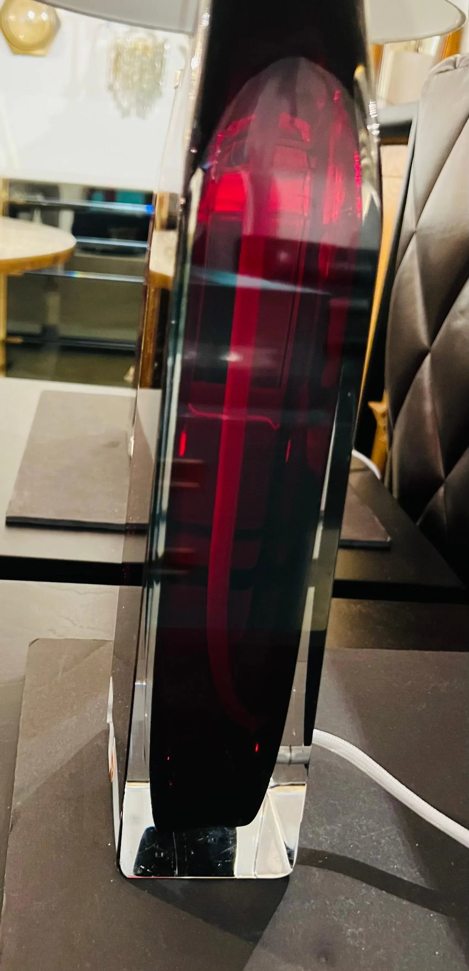 Pair of Orrefors 1960s Swedish Ruby Red Crystal Table Lamps - 5
