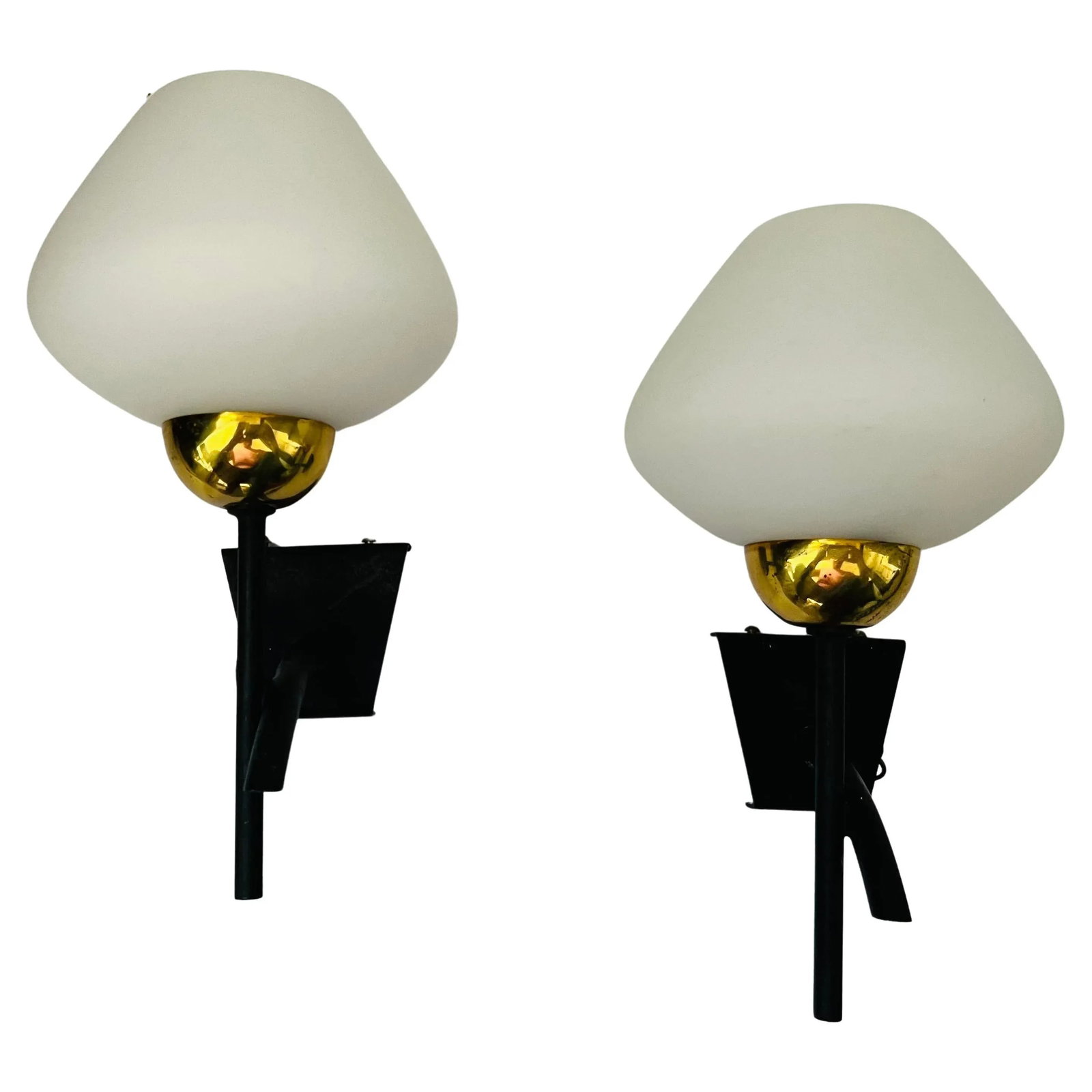 Pair of French 1960s Midcentury Lunel Wall Lamps Sconces - 4