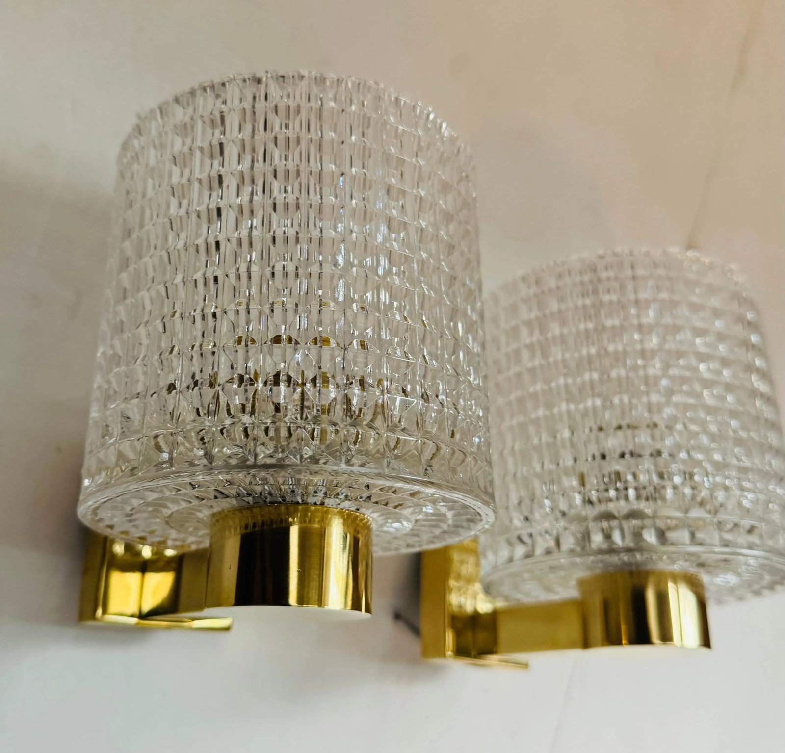 Orrefors Carl Fagerlund Swedish Crystal 1950s Mid Century Wall Lamps - A Pair - 12