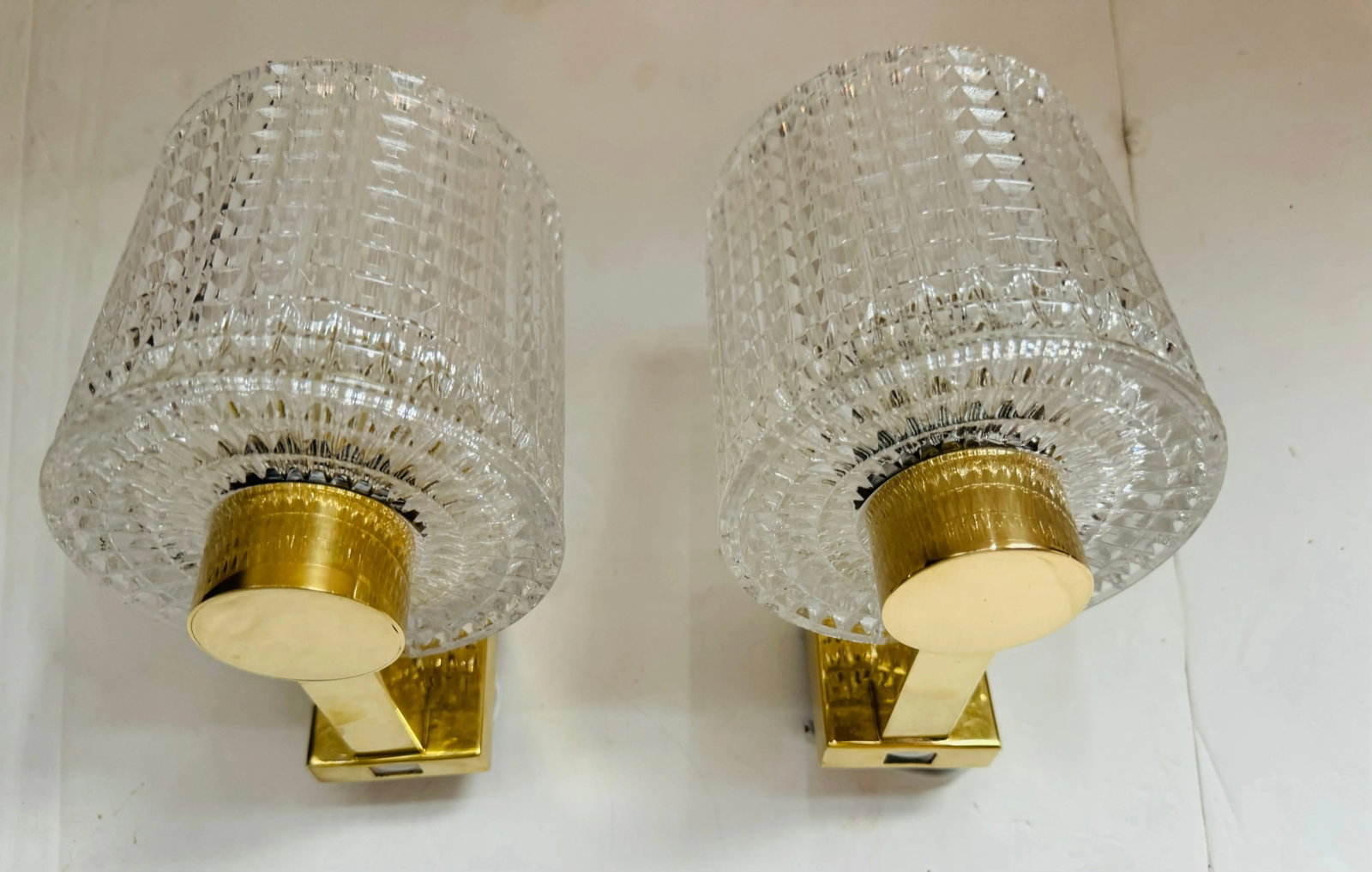 Orrefors Carl Fagerlund Swedish Crystal 1950s Mid Century Wall Lamps - A Pair - 3