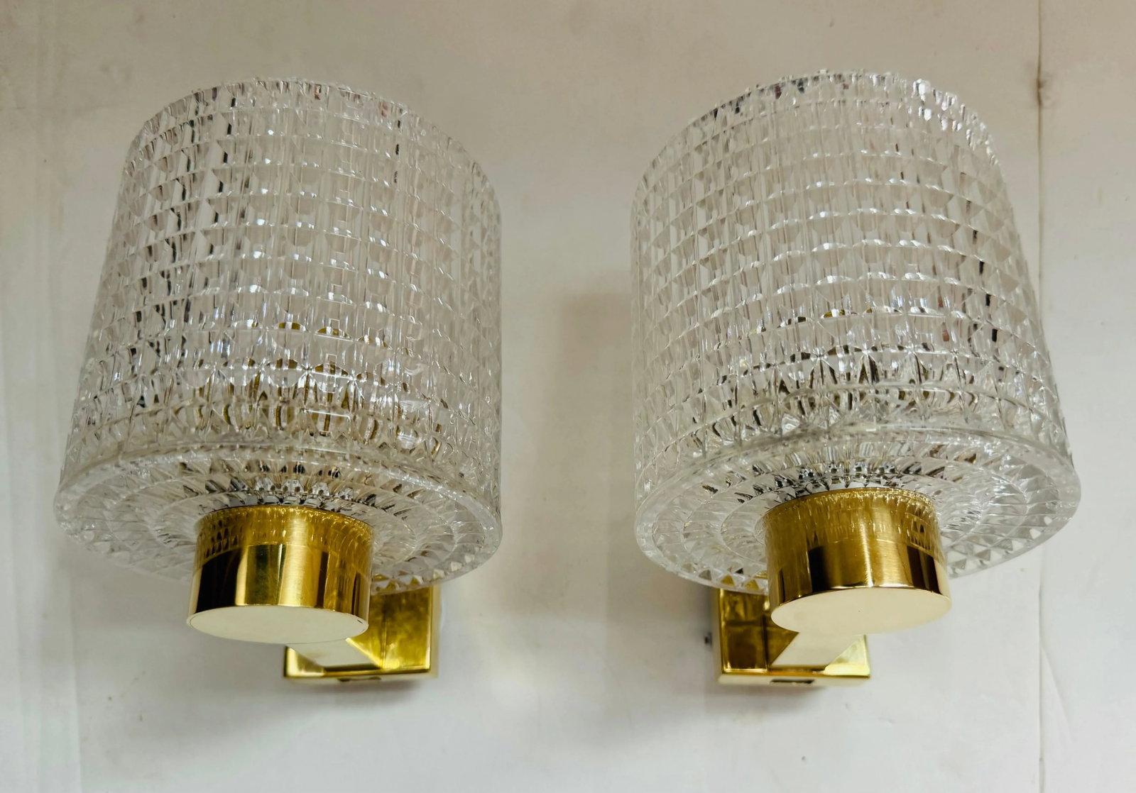 Orrefors Carl Fagerlund Swedish Crystal 1950s Mid Century Wall Lamps - A Pair - 5