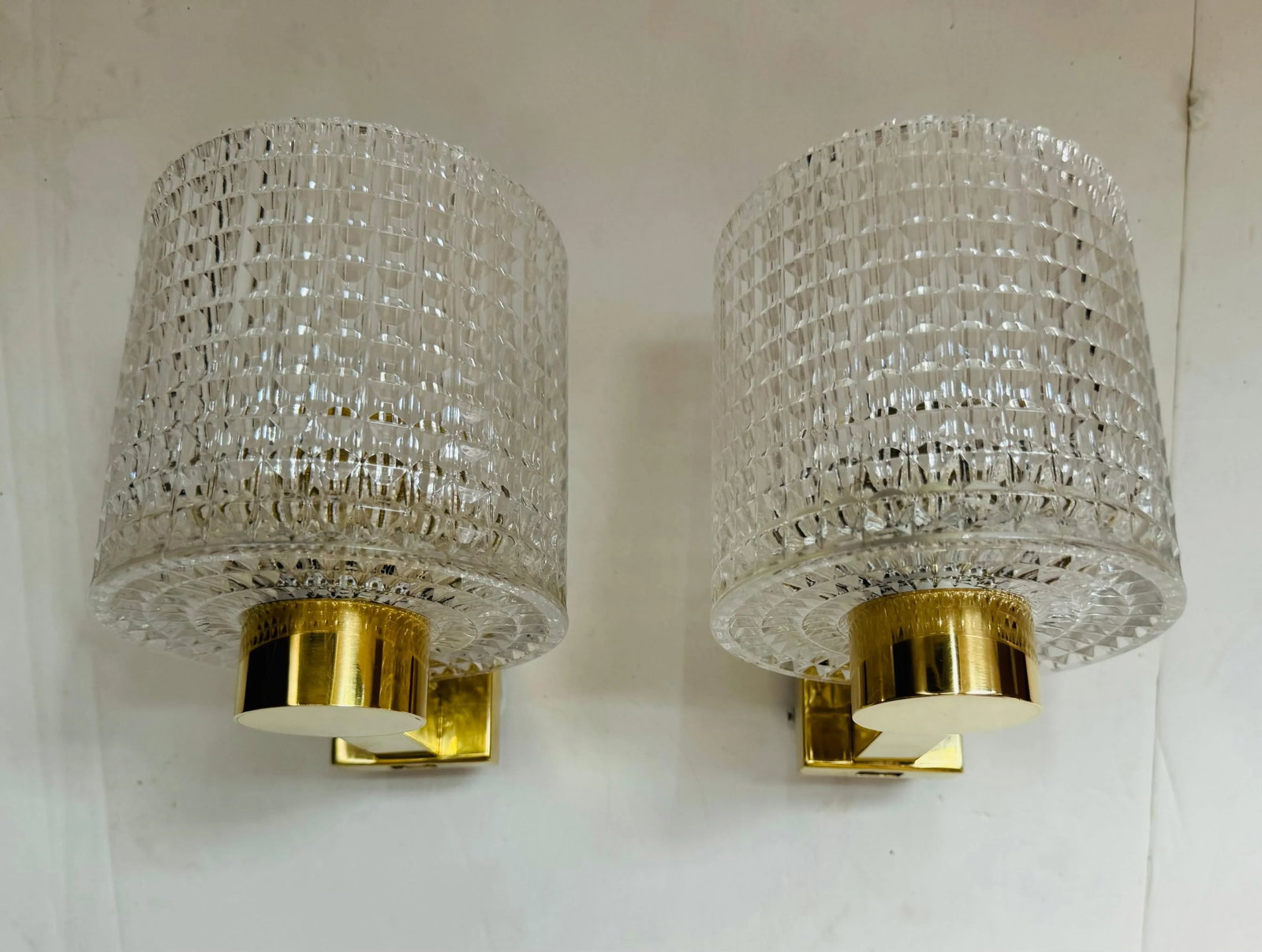 Orrefors Carl Fagerlund Swedish Crystal 1950s Mid Century Wall Lamps - A Pair - 6