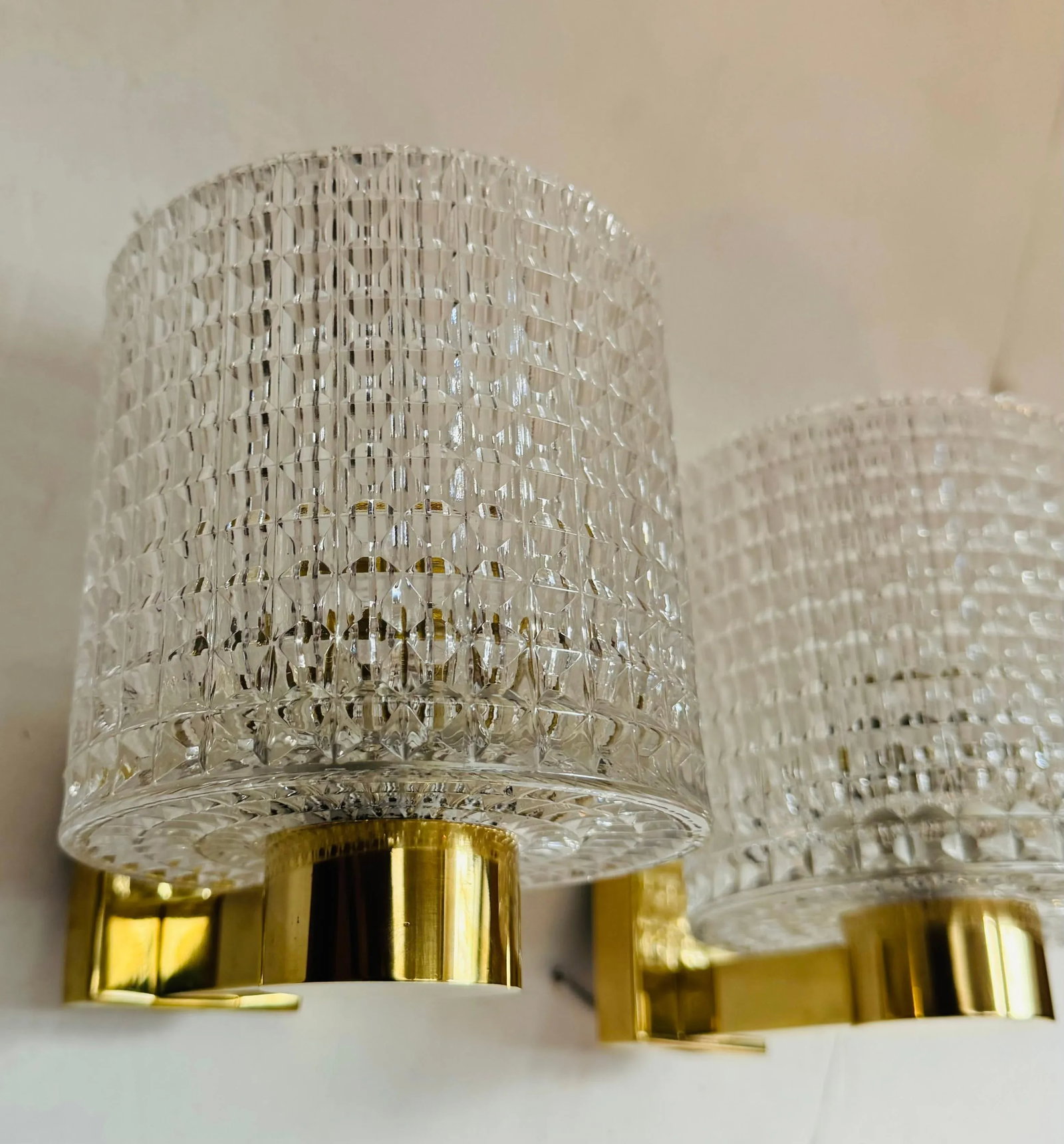Orrefors Carl Fagerlund Swedish Crystal 1950s Mid Century Wall Lamps - A Pair - 7