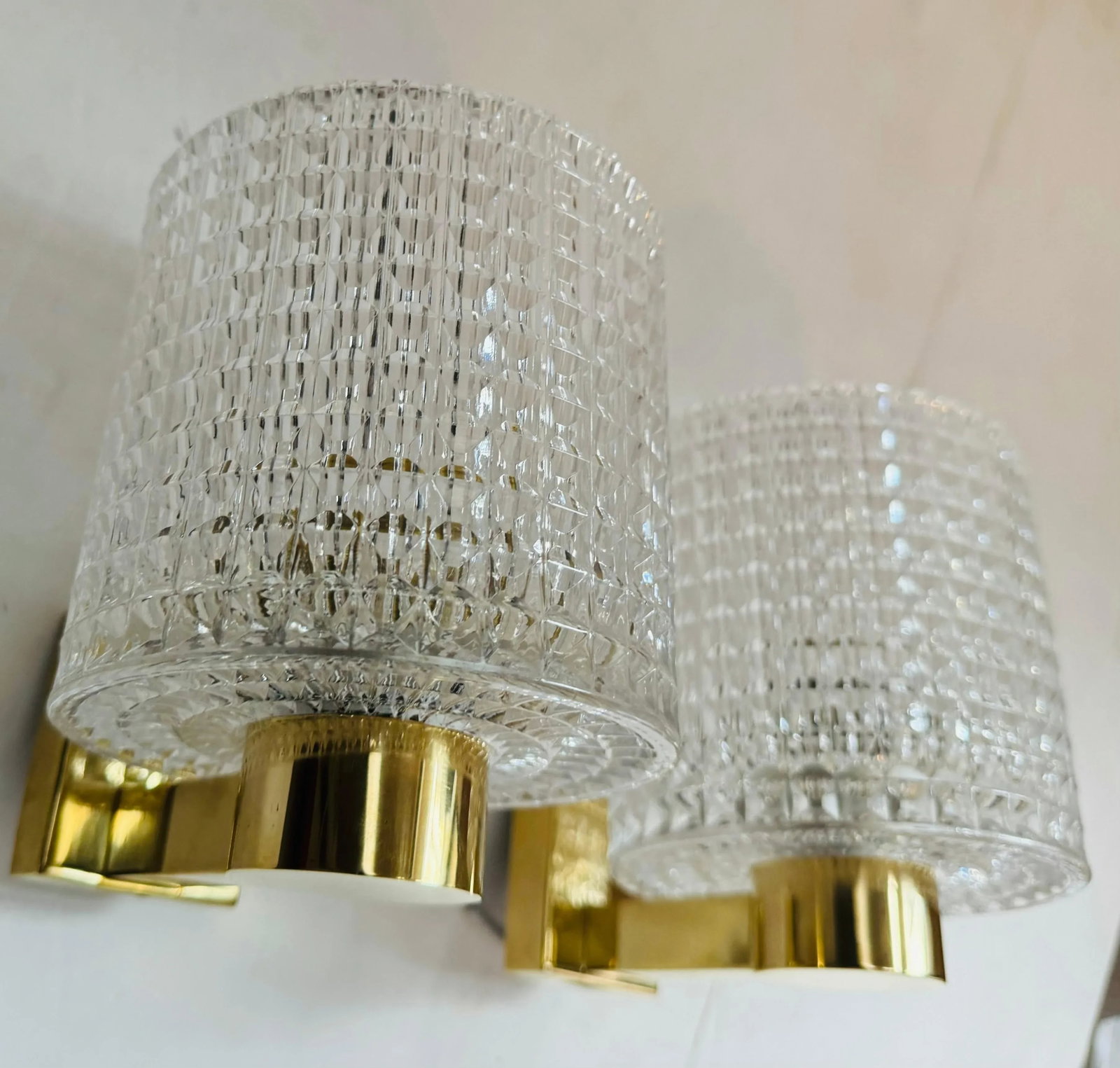 Orrefors Carl Fagerlund Swedish Crystal 1950s Mid Century Wall Lamps - A Pair - 9