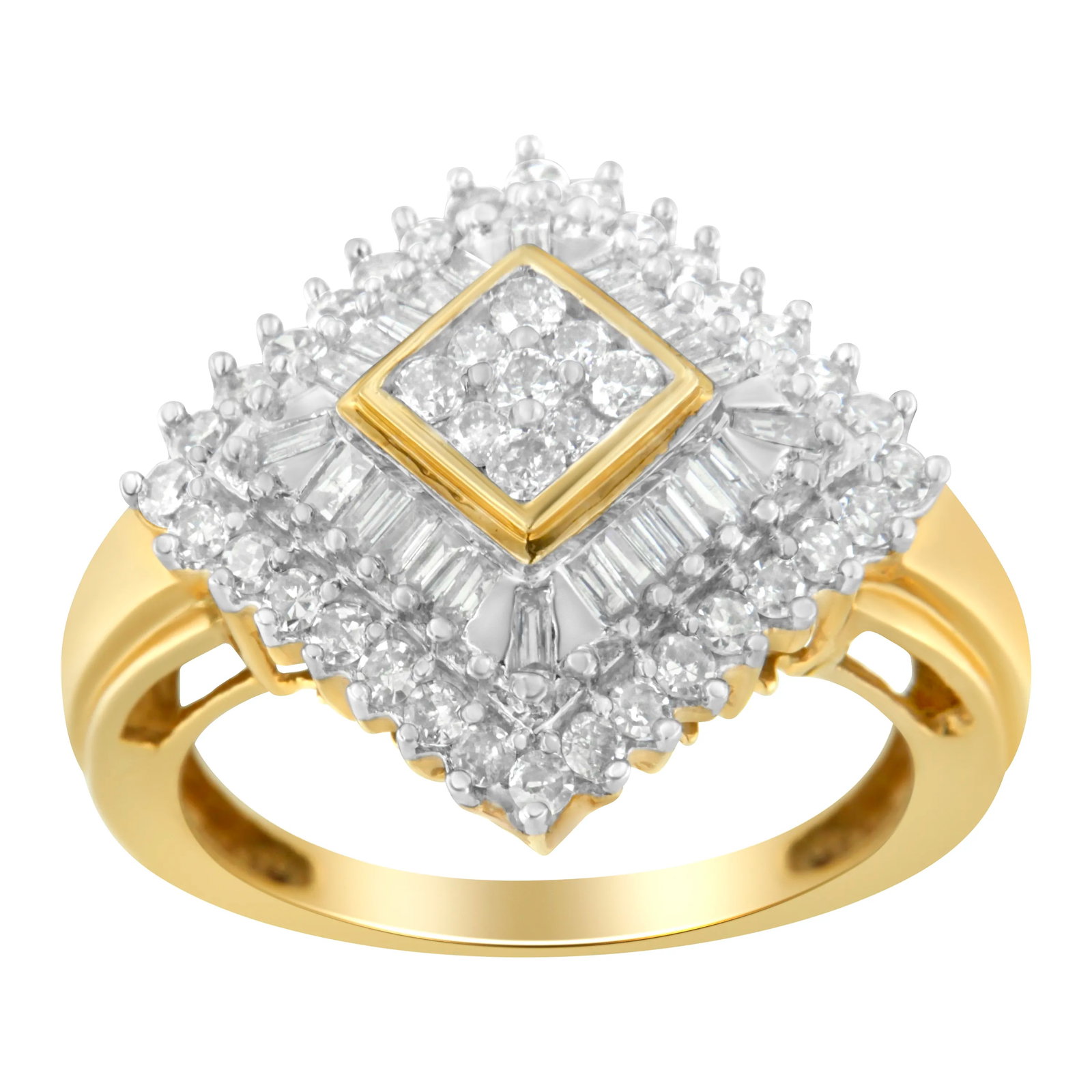 10K Yellow Gold Diamond Ballerina Ring - Size 6 - 3