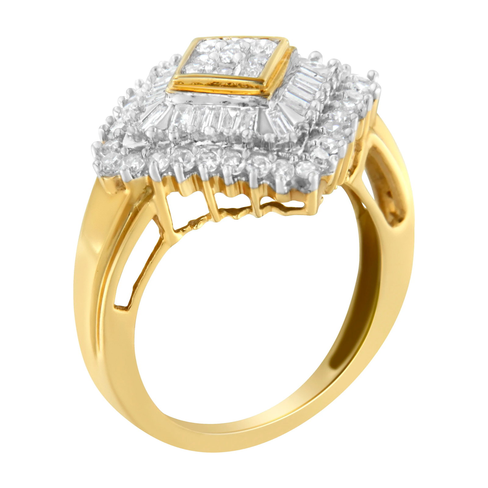 10K Yellow Gold Diamond Ballerina Ring - Size 6 - 4