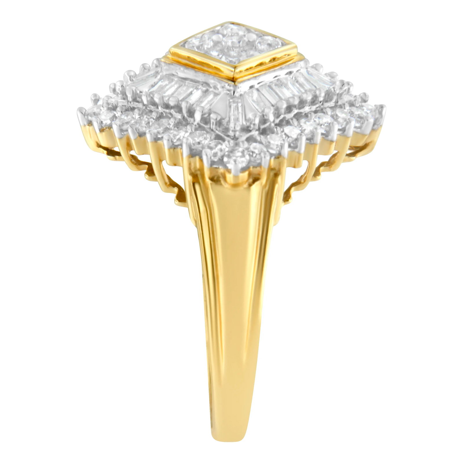 10K Yellow Gold Diamond Ballerina Ring - Size 6 - 5