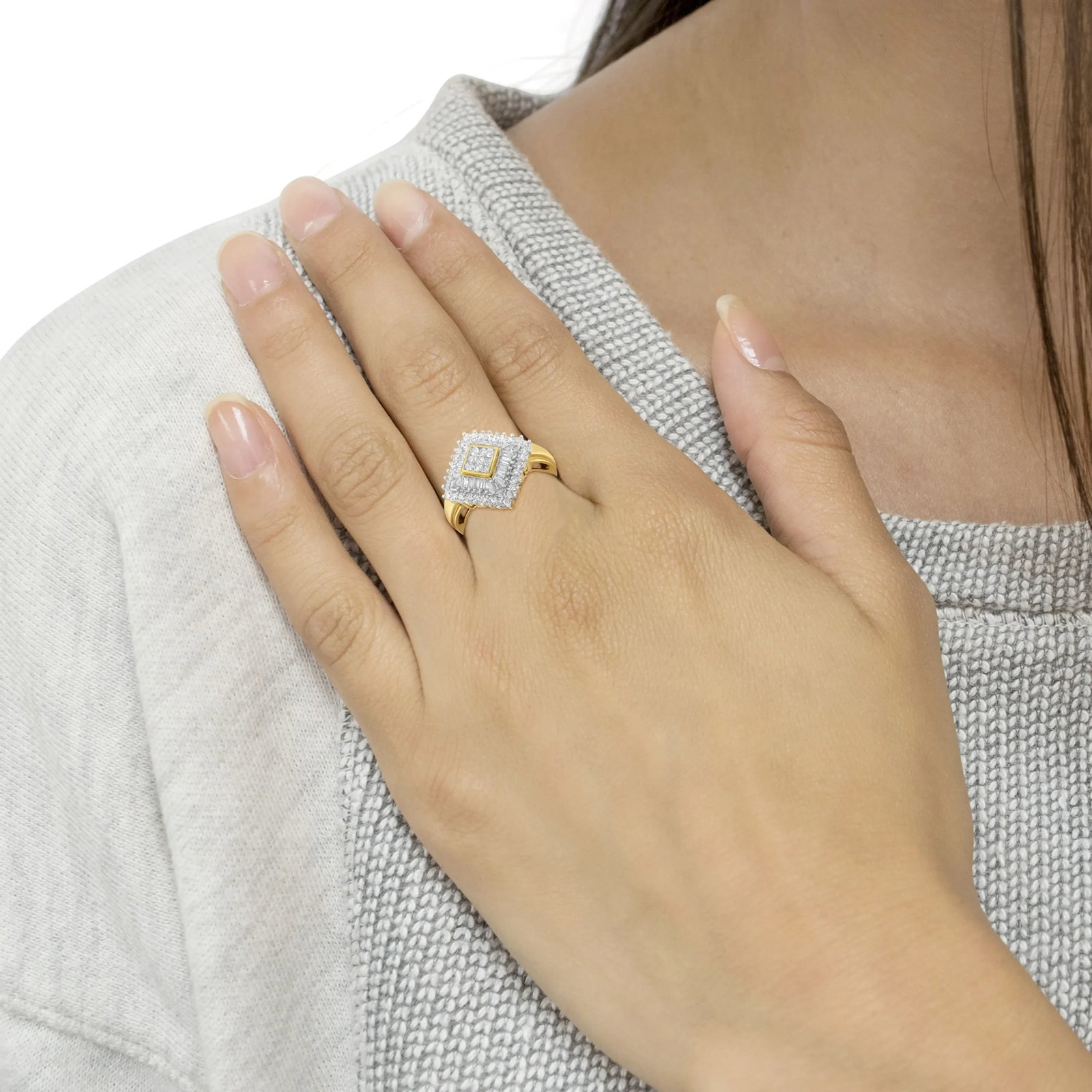 10K Yellow Gold Diamond Ballerina Ring - Size 6 - 6
