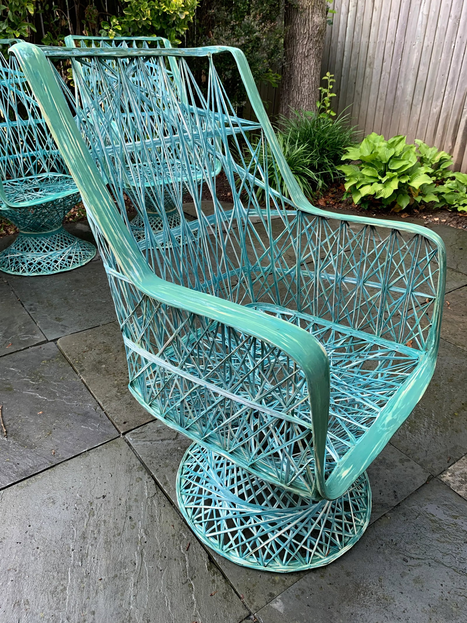1970s Russell Woodard Style Green Spun Fiberglass Oval Dining Table & 6 Chairs - 4