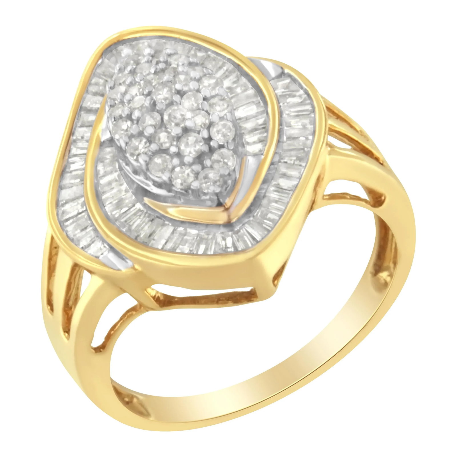 10K Yellow Gold Diamond Cluster Ring (3/4 Cttw, J-K Color, I2-I3 Clarity) - Size 7-1/2 EVS1010 - 2