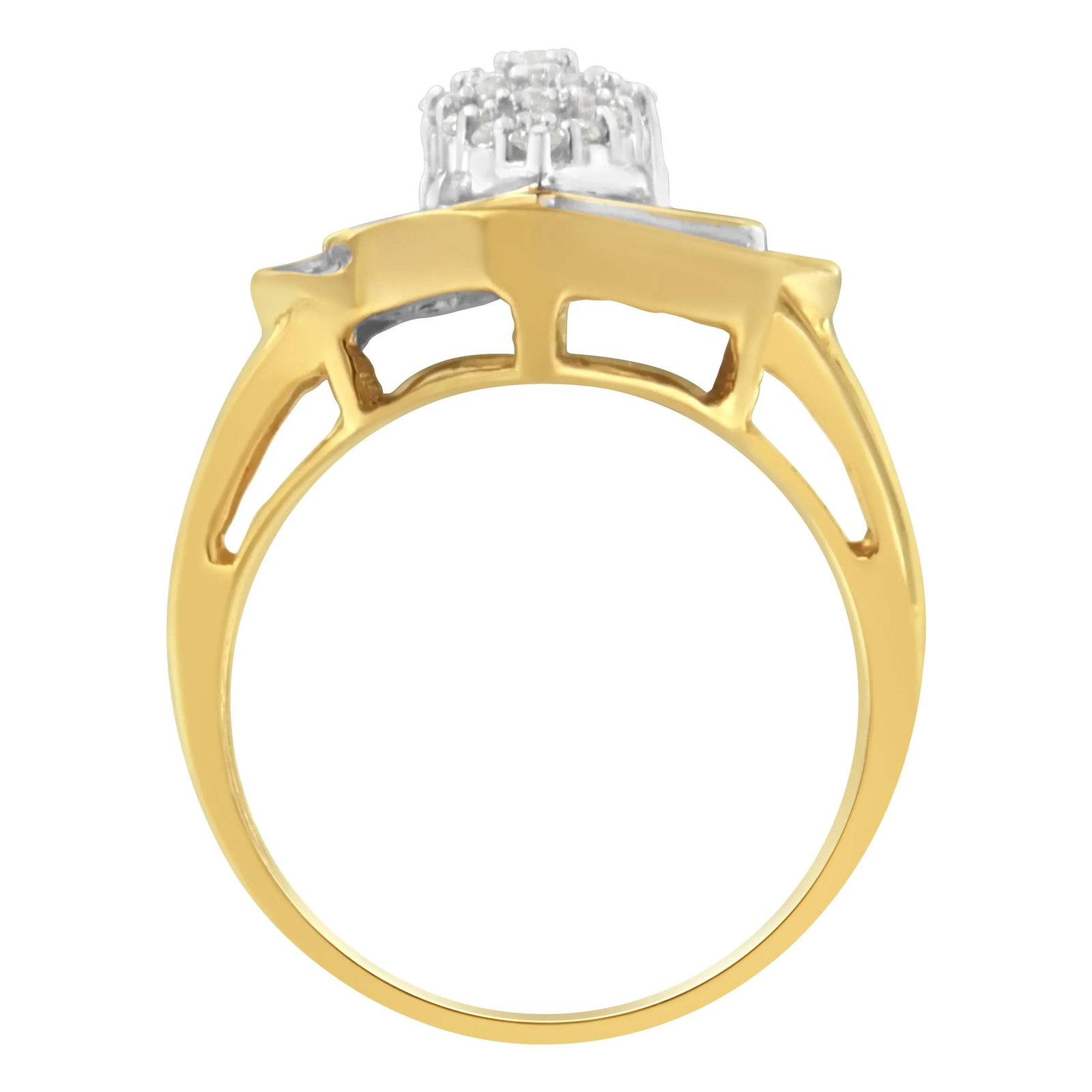 10K Yellow Gold Diamond Cluster Ring (3/4 Cttw, J-K Color, I2-I3 Clarity) - Size 7-1/2 EVS1010 - 3