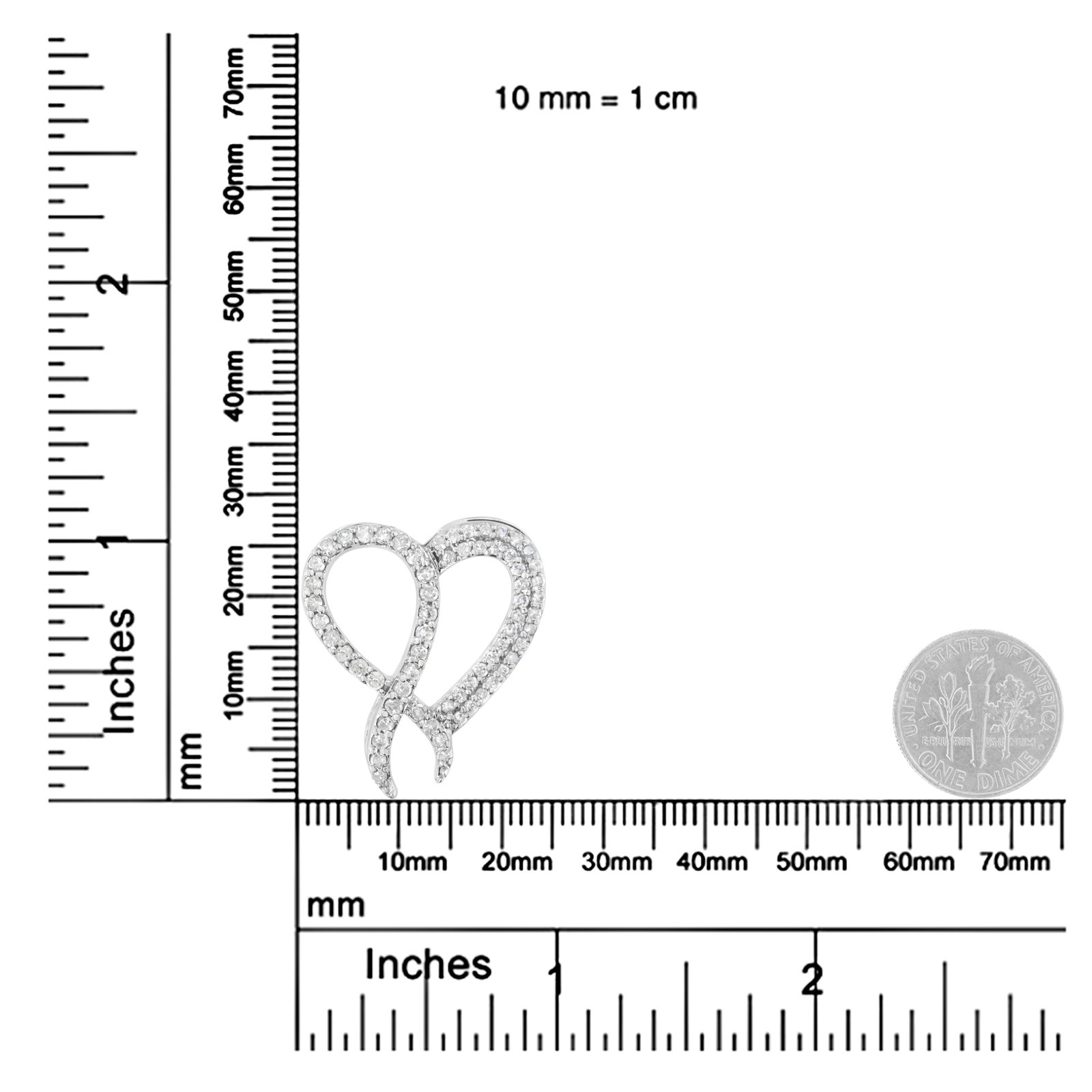 .925 Sterling Silver 1 cttw Diamond Heart and Ribbon 18" Pendant Necklace - 18" - 5