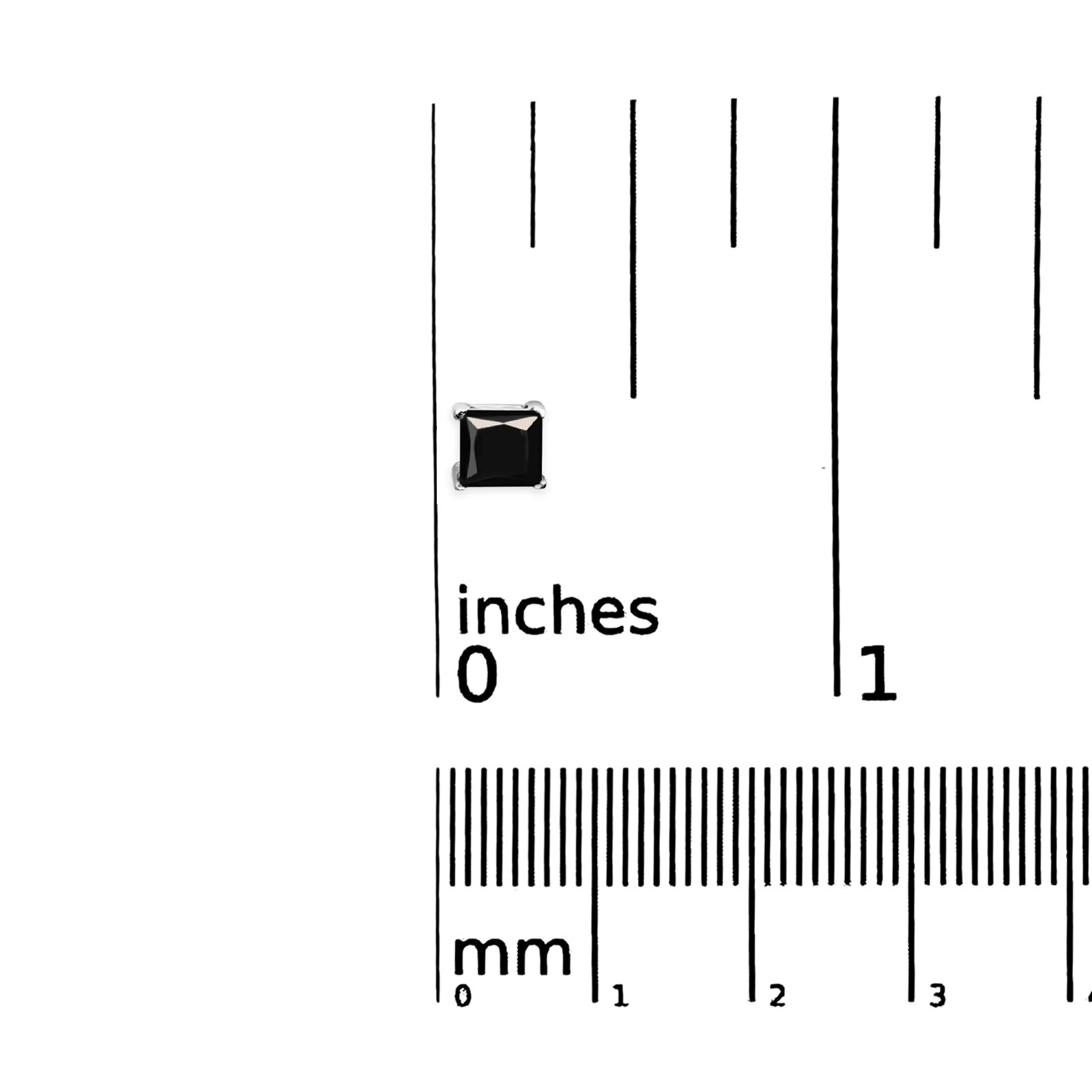 .925 Sterling Silver 3.00 Cttw Princess-Cut Square Black Diamond Classic 4-Prong Stud Earrings with - 5