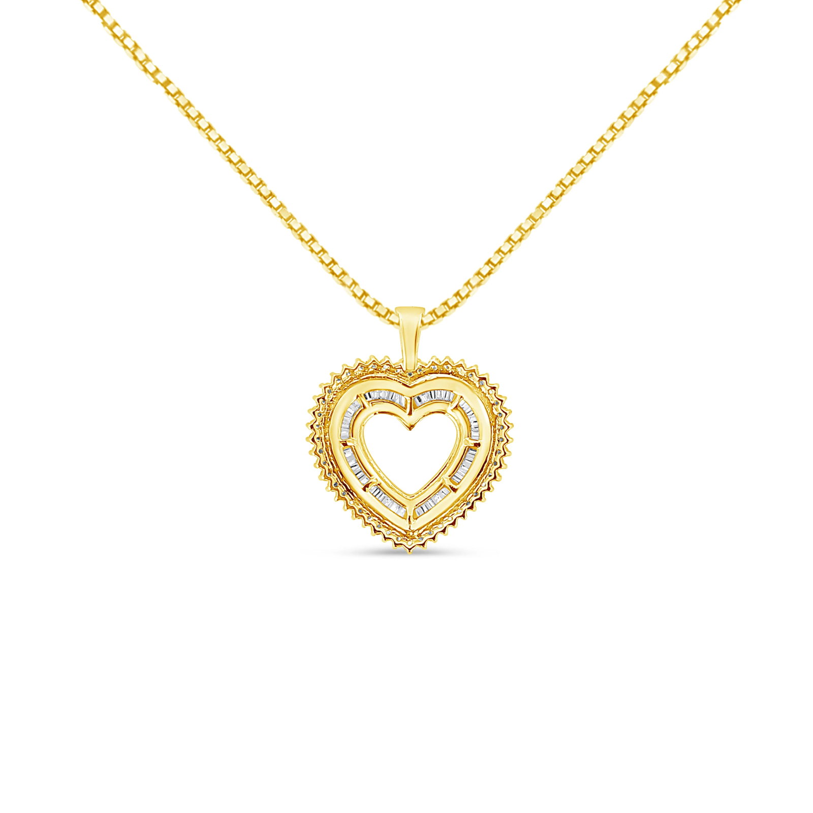 14K Yellow Gold Plated .925 Sterling Silver 1.0 Cttw Round and Baguette-Cut Diamond Composite Hearth - 2