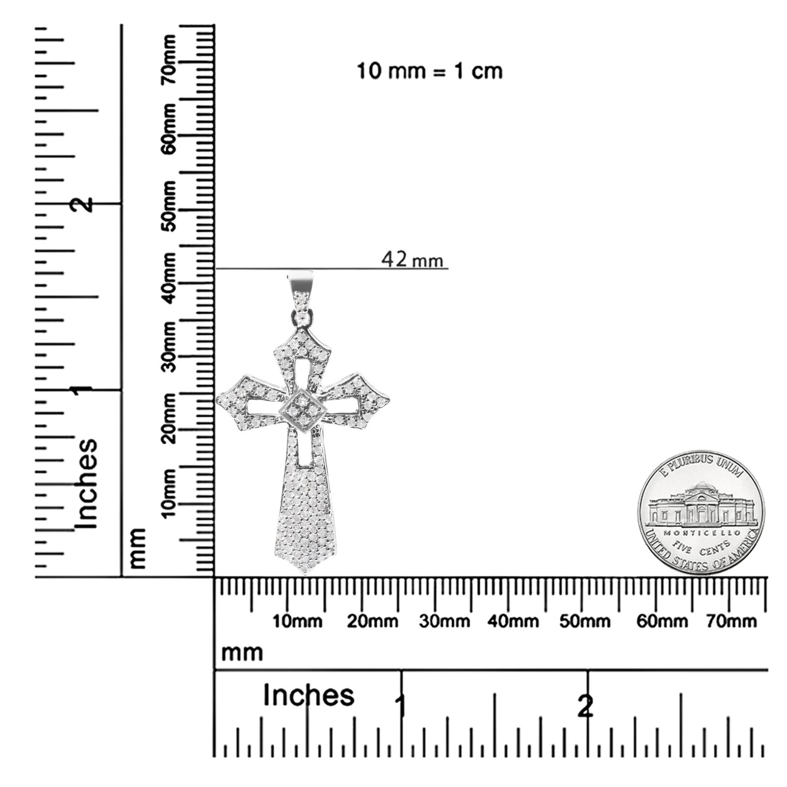 .925 Sterling Silver 1.00 Cttw Diamond Fleur De Lis Cross 18" Pendant Necklace (H-I Color, I2-I3 Cla - 6