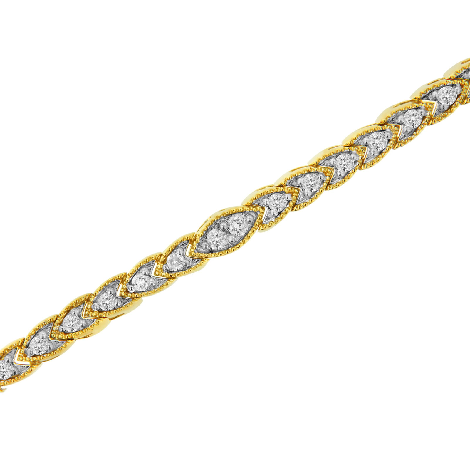 10K Yellow Gold Plated .925 Sterling Silver 1 cttw Prong-Set Diamond Pear Shape Link Bracelet (I-J C - 4