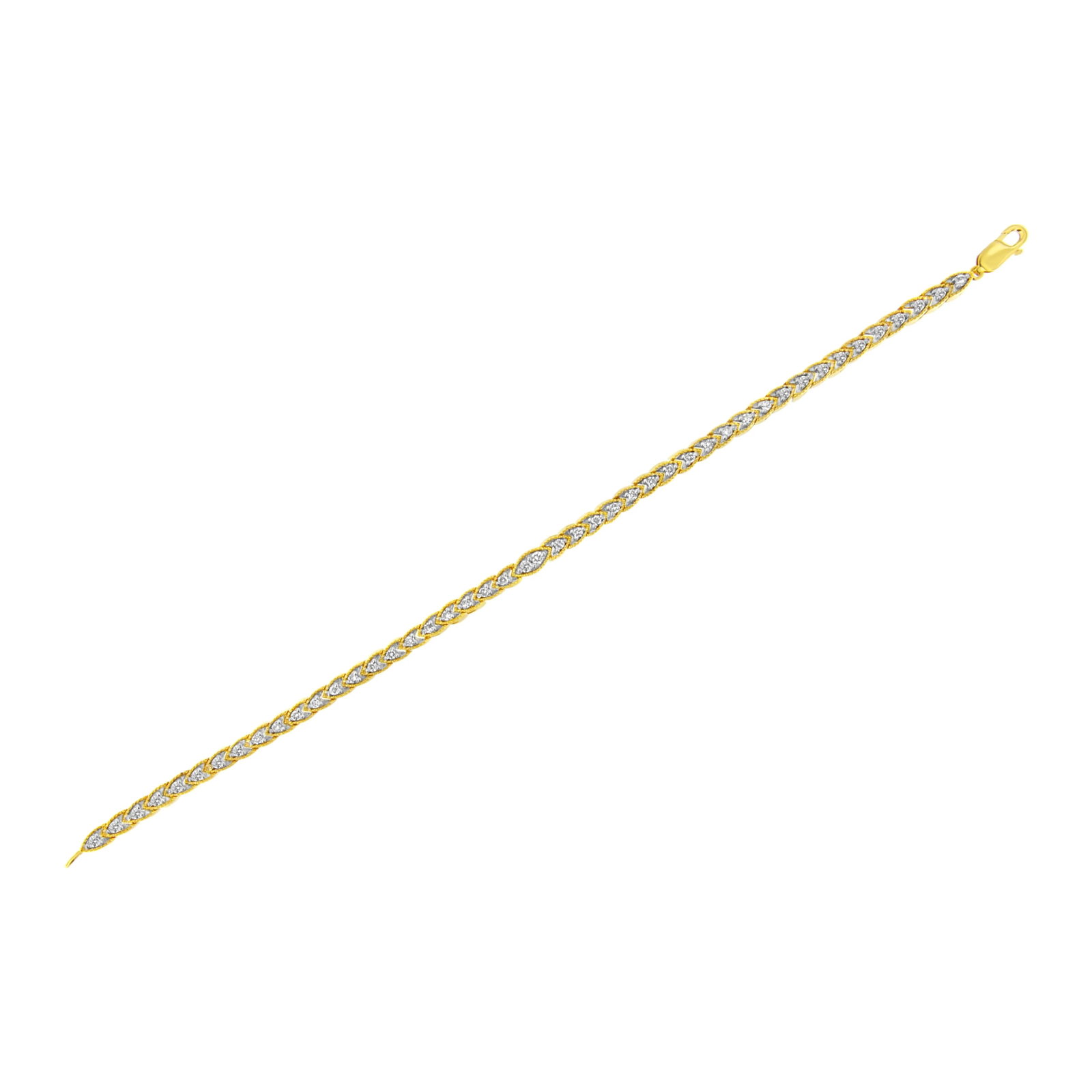 10K Yellow Gold Plated .925 Sterling Silver 1 cttw Prong-Set Diamond Pear Shape Link Bracelet (I-J C - 5