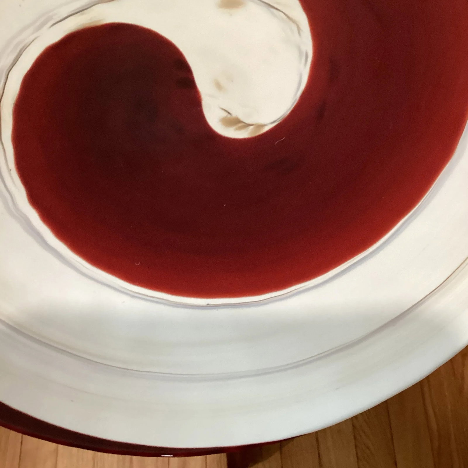 Extra Large Mid 20th Century Italian Pearl White Murano Style Glass Centerpiece Oval Bowl With Swirl - 8