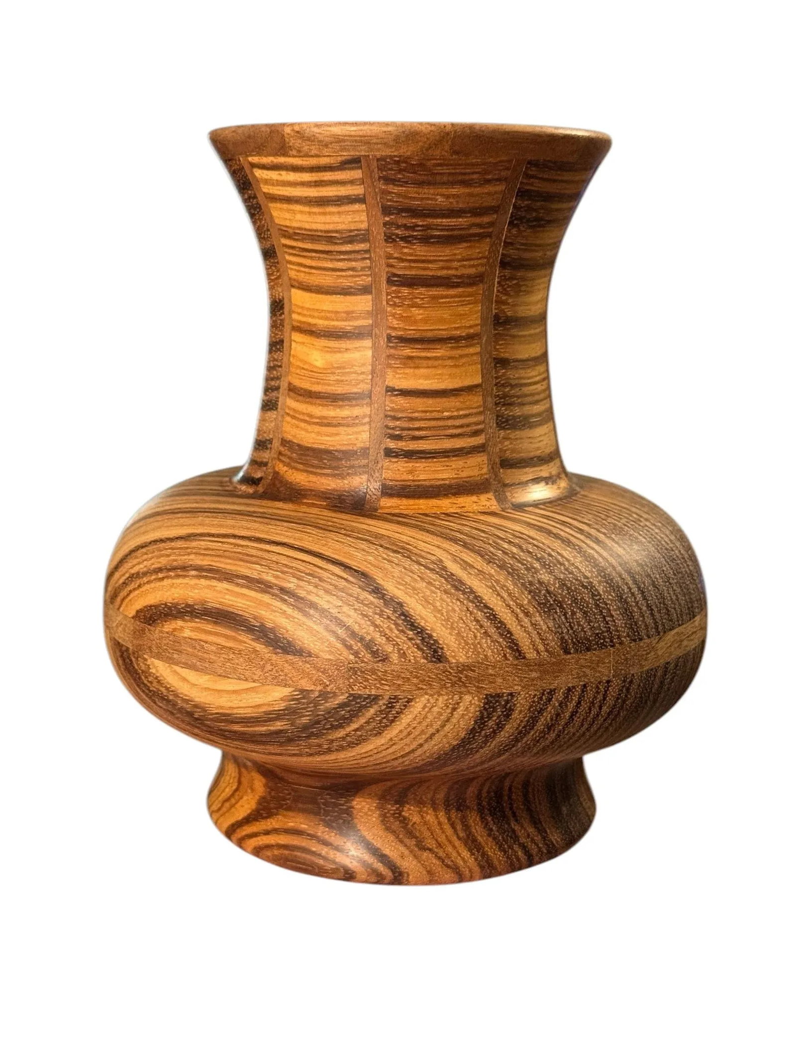 Late 20th Century George Diller Signed Vase Inlaid Zebra Wood & Walnut - 2