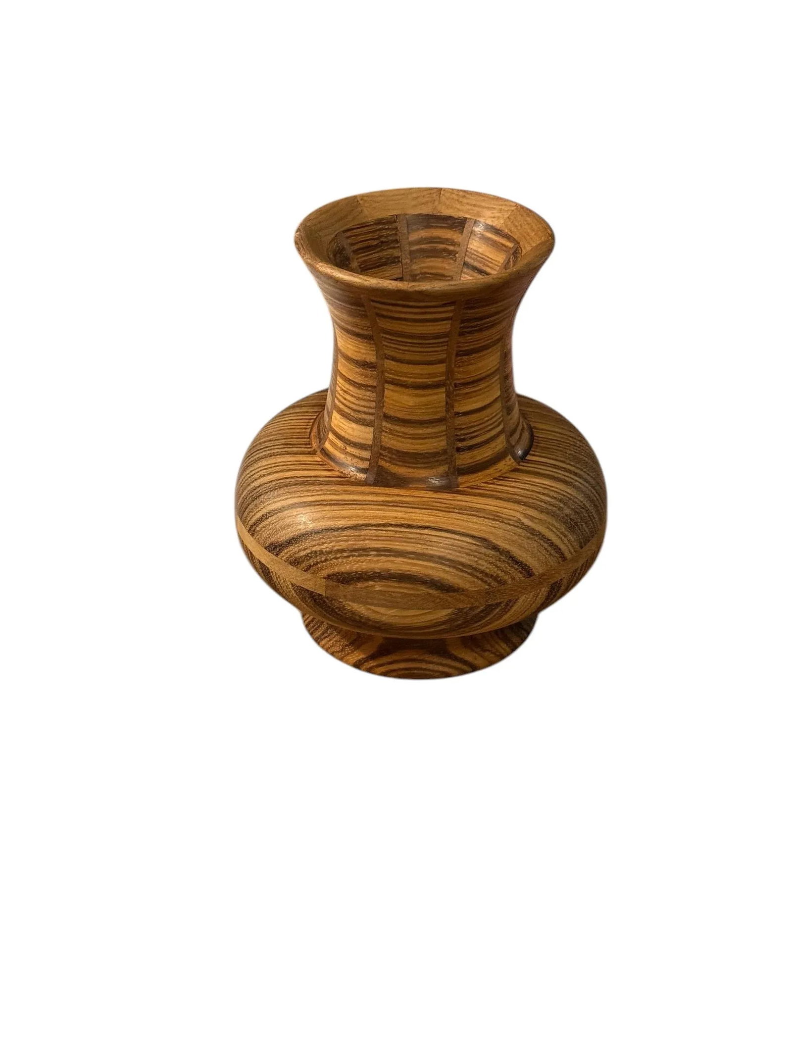 Late 20th Century George Diller Signed Vase Inlaid Zebra Wood & Walnut - 3