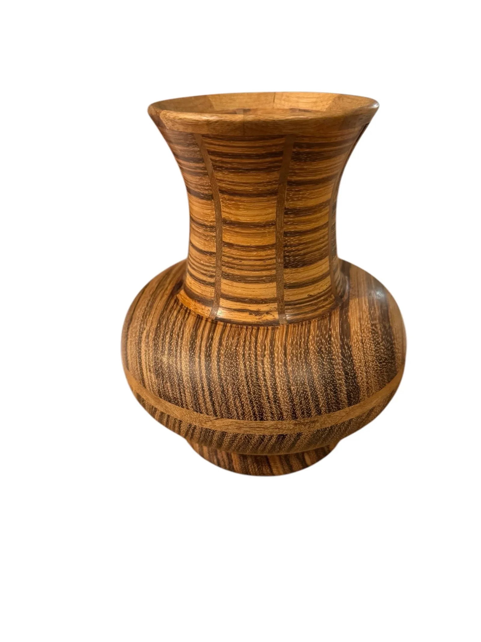 Late 20th Century George Diller Signed Vase Inlaid Zebra Wood & Walnut - 4