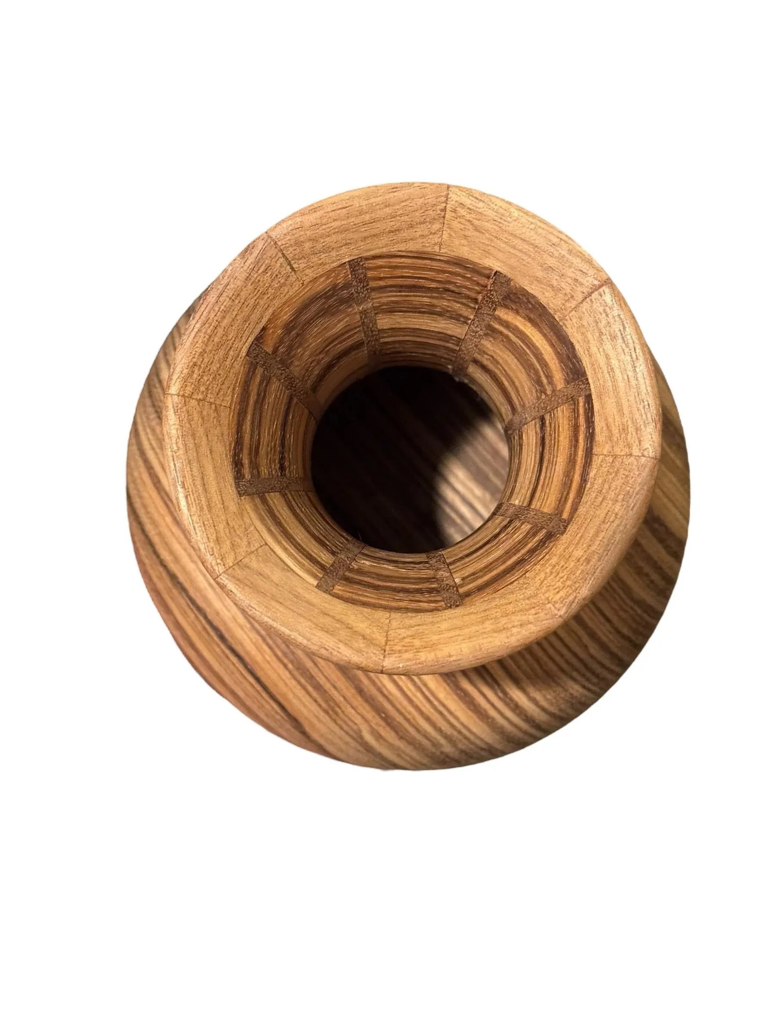 Late 20th Century George Diller Signed Vase Inlaid Zebra Wood & Walnut - 5