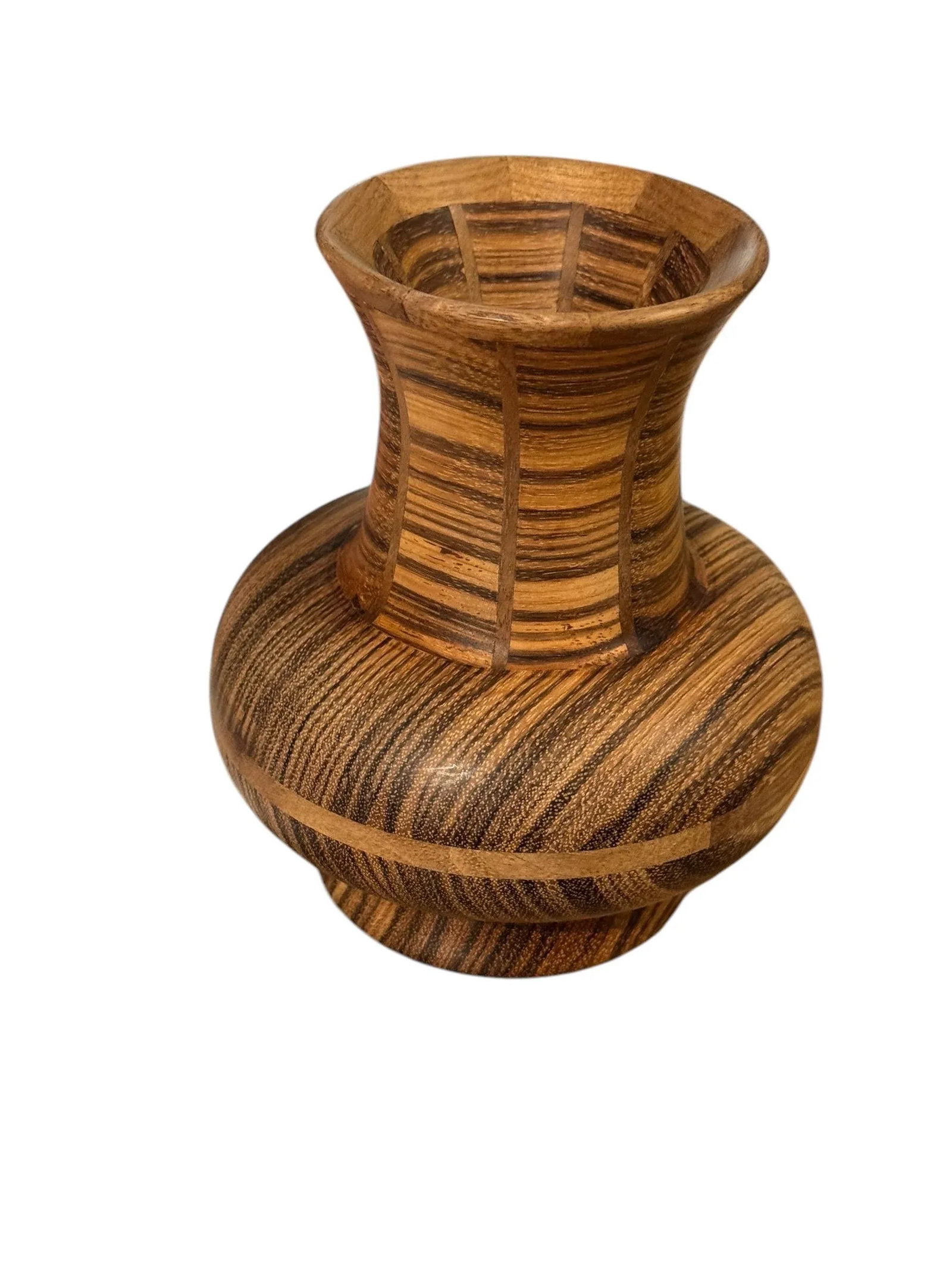 Late 20th Century George Diller Signed Vase Inlaid Zebra Wood & Walnut - 7