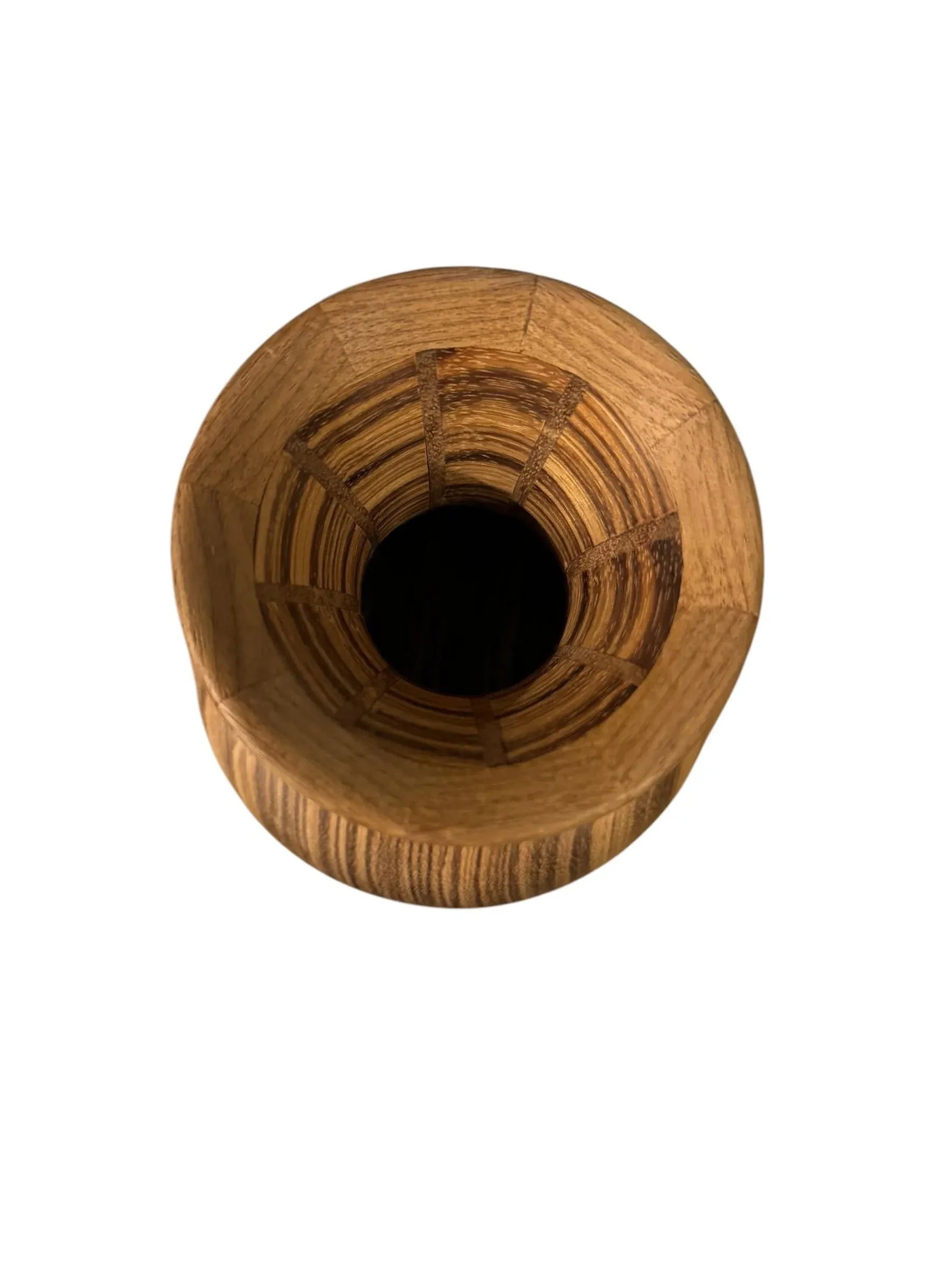 Late 20th Century George Diller Signed Vase Inlaid Zebra Wood & Walnut - 8