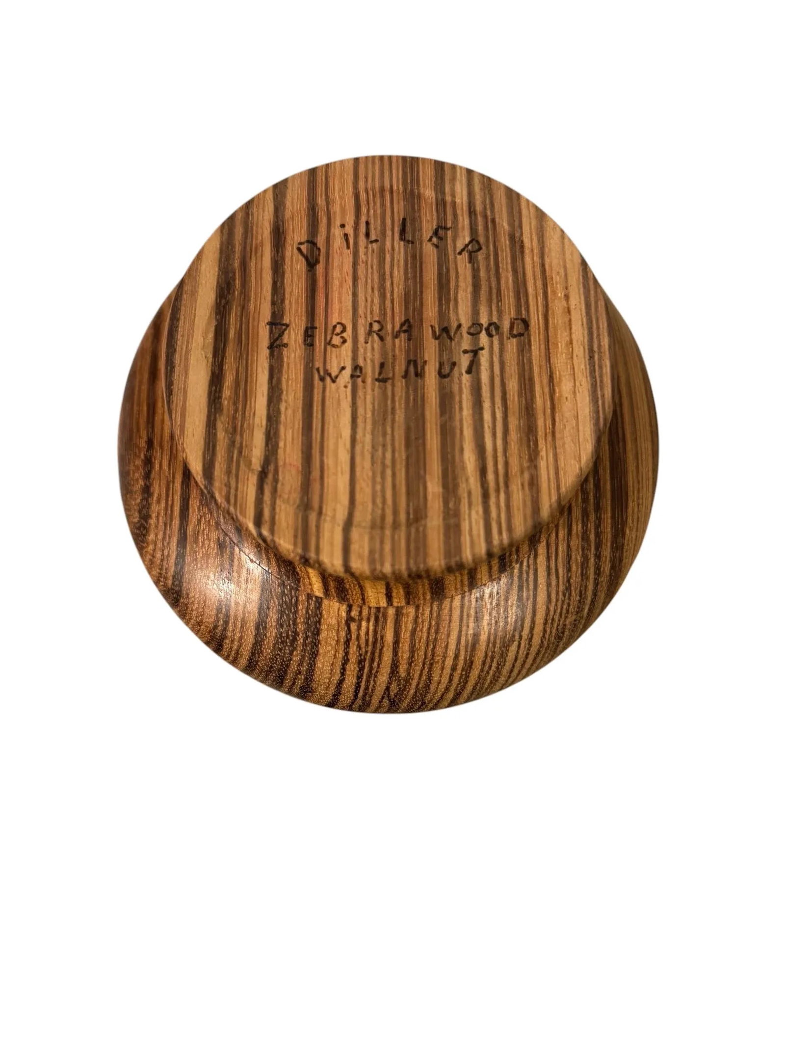 Late 20th Century George Diller Signed Vase Inlaid Zebra Wood & Walnut - 9