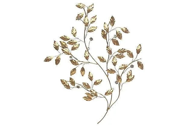 Large 1950s Vintage Gilt Tole Branch Wall Sculpture, Italy-42 X 30 - 2