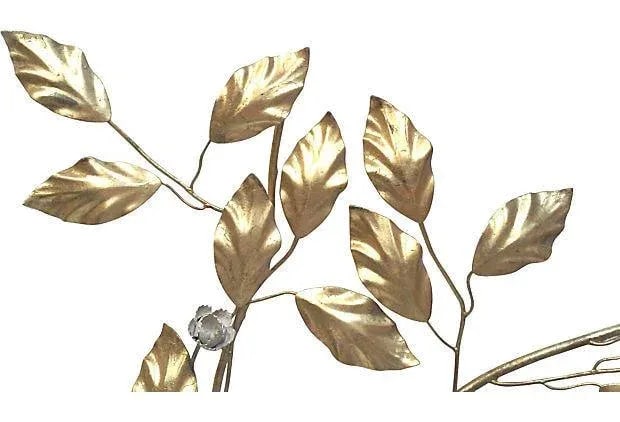 Large 1950s Vintage Gilt Tole Branch Wall Sculpture, Italy-42 X 30 - 3
