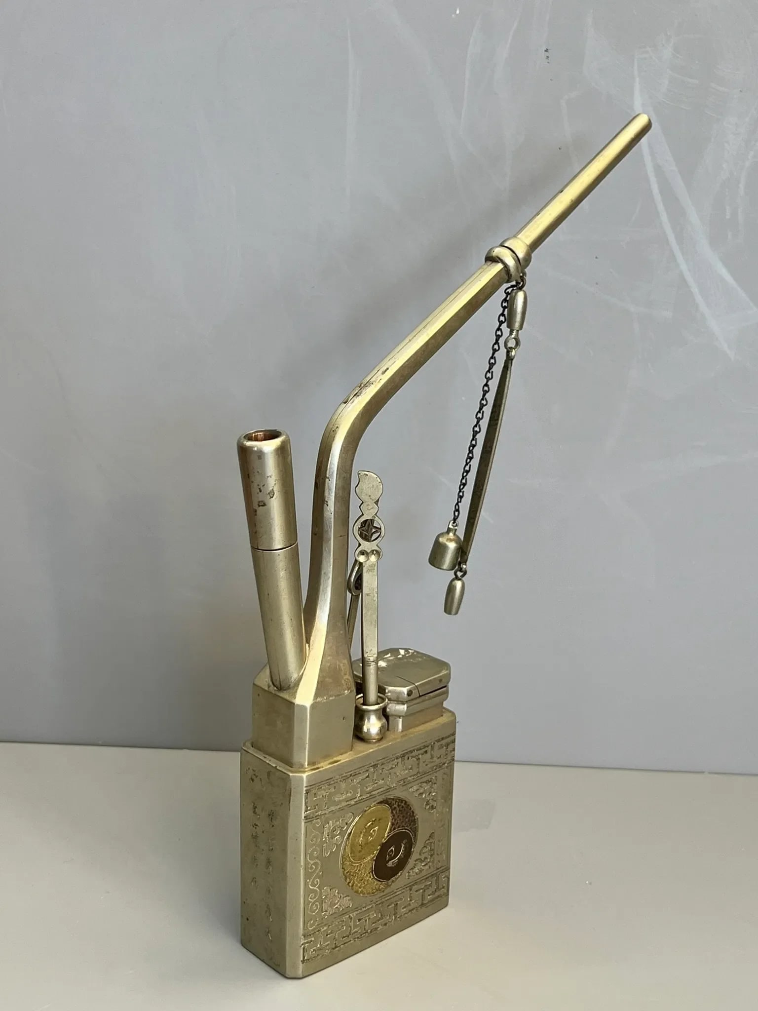 Antique Paktong "White Brass" Waterpipe With Accessories - 5