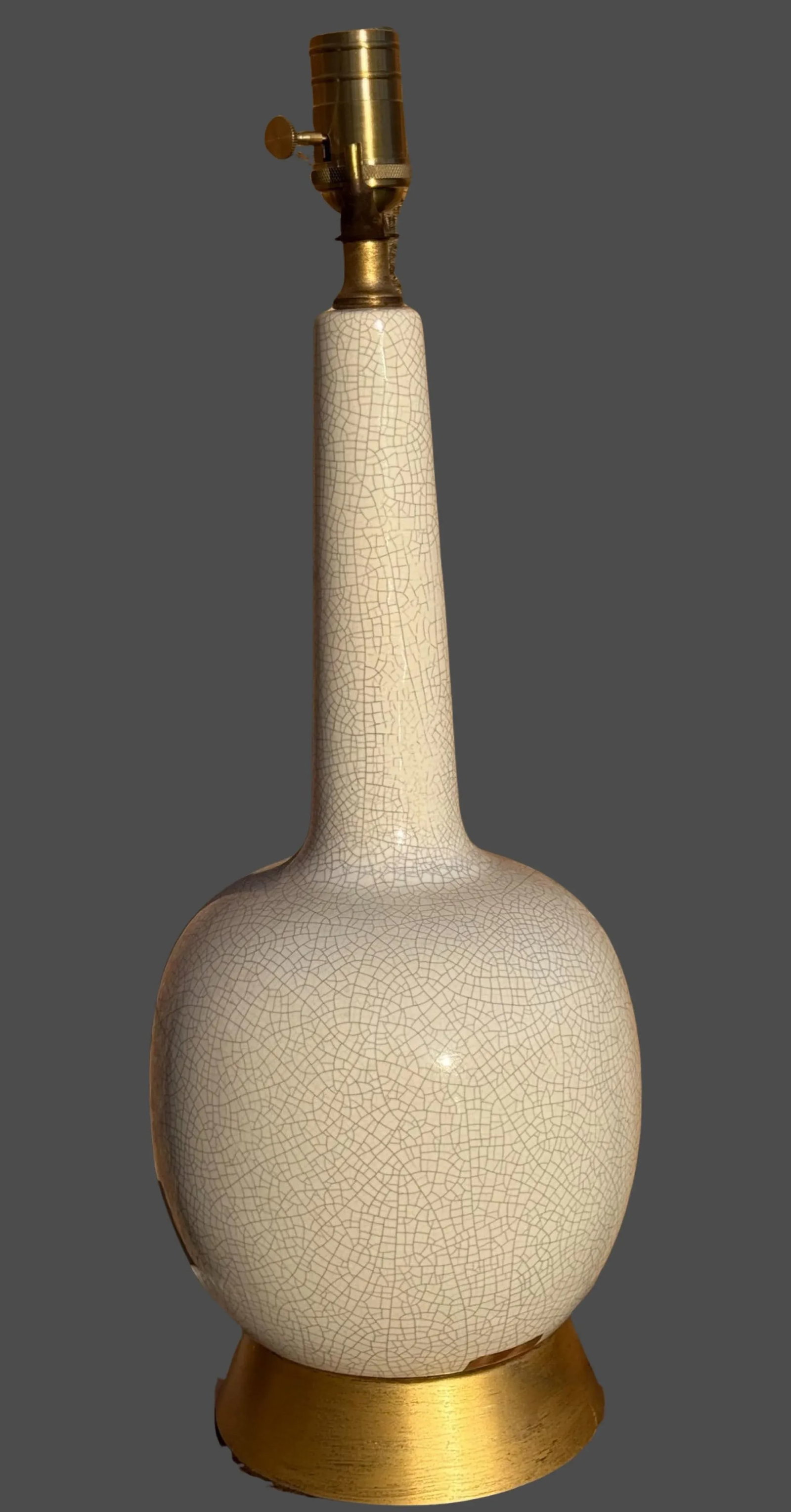 Mid Century Crackled Glaze Gourd Lamp - 2