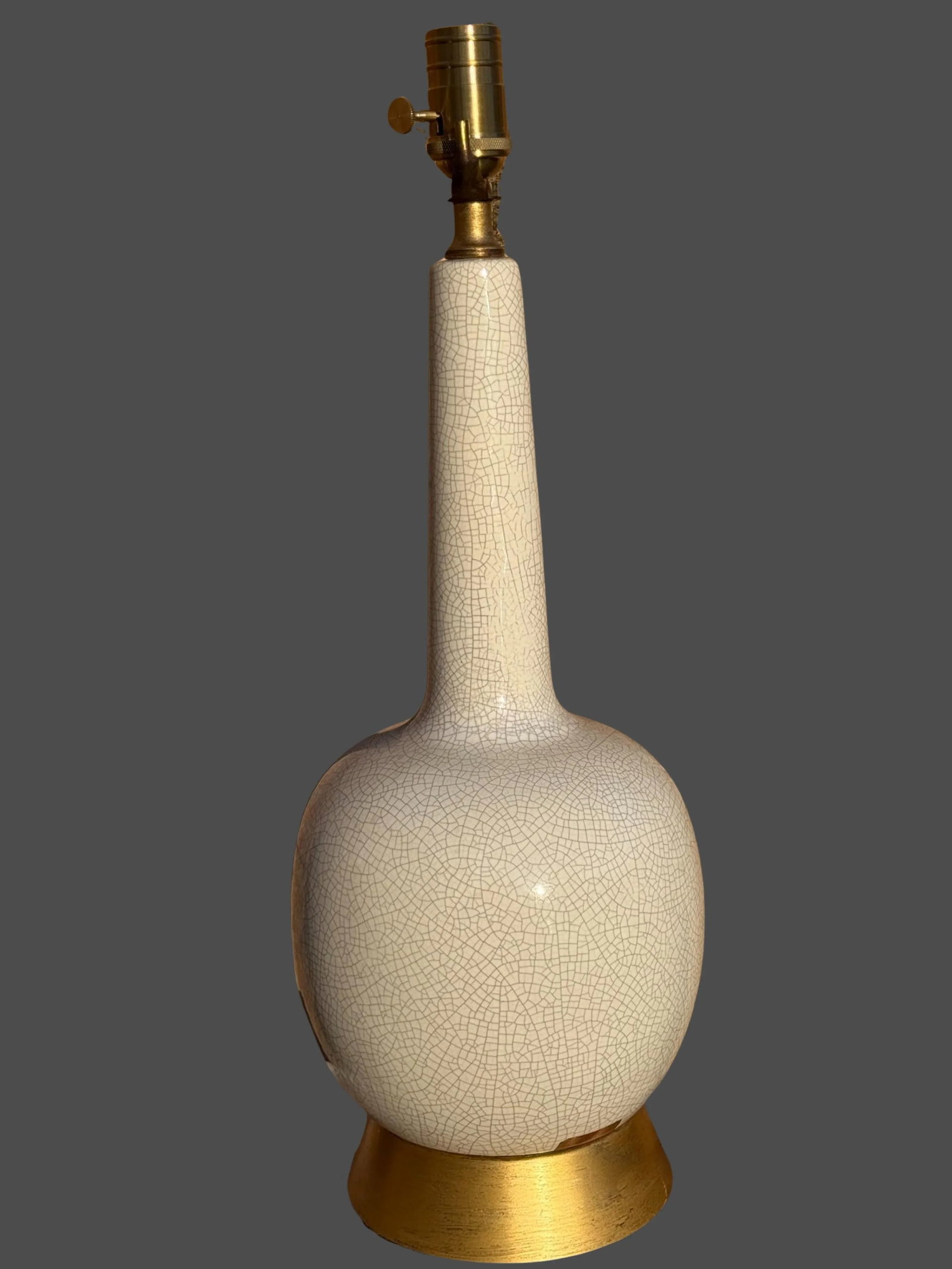Mid Century Crackled Glaze Gourd Lamp - 4