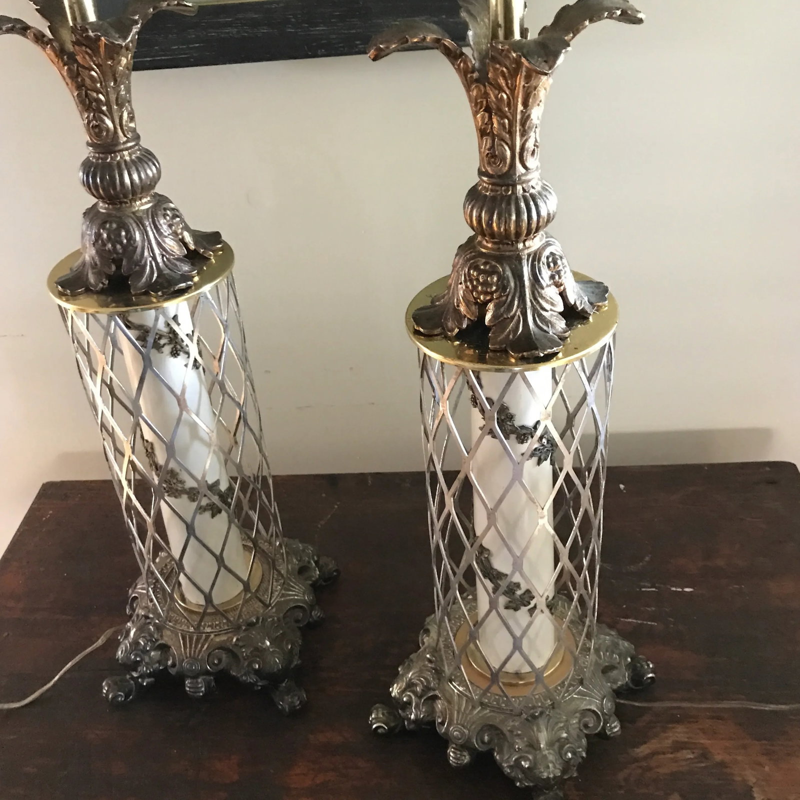 Rococo Traditional Metal Lamps - a Pair - 10