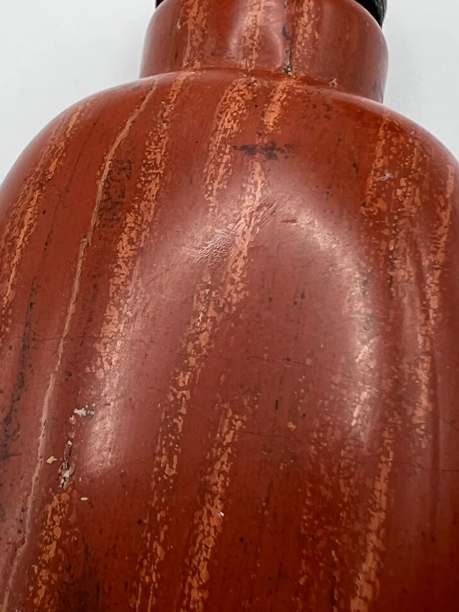 Vintage Red Jasper Snuff Bottle With Vertical White Lines - 8