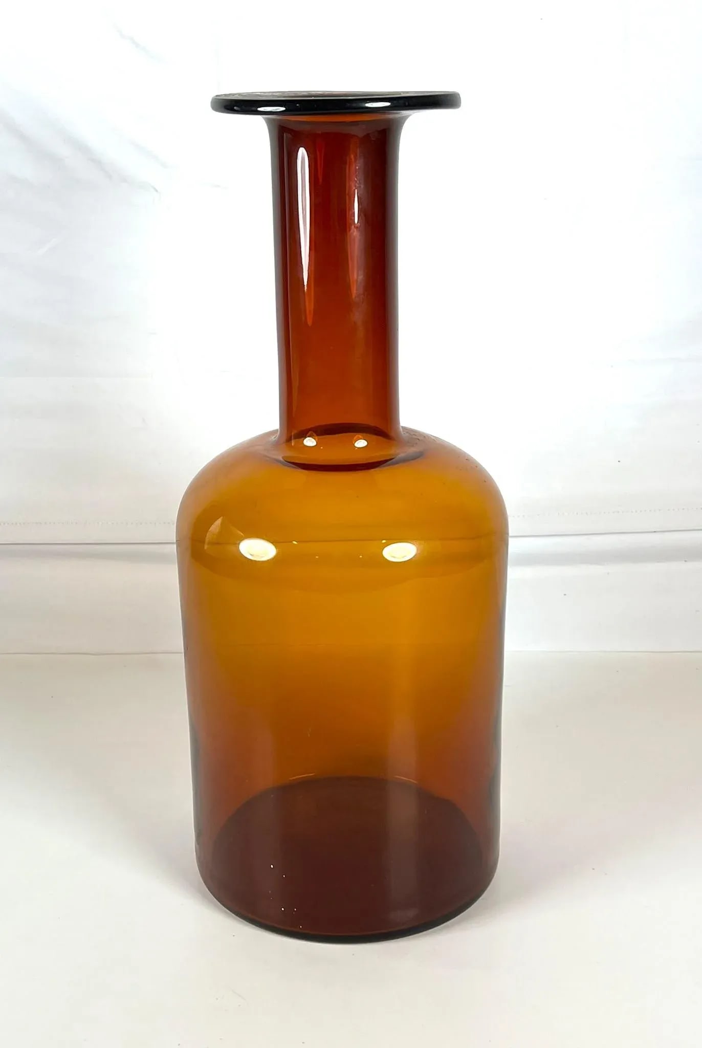 Mid Century Modern Danish Amber Glass Apothecary Bottle - 2