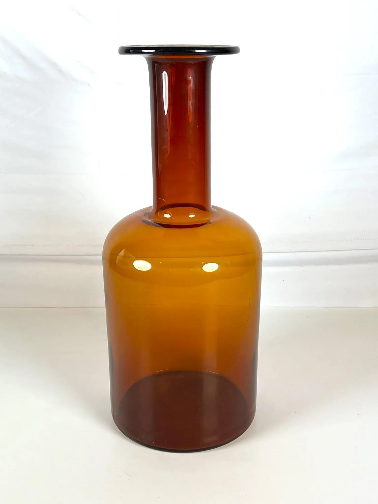 Mid Century Modern Danish Amber Glass Apothecary Bottle - 3
