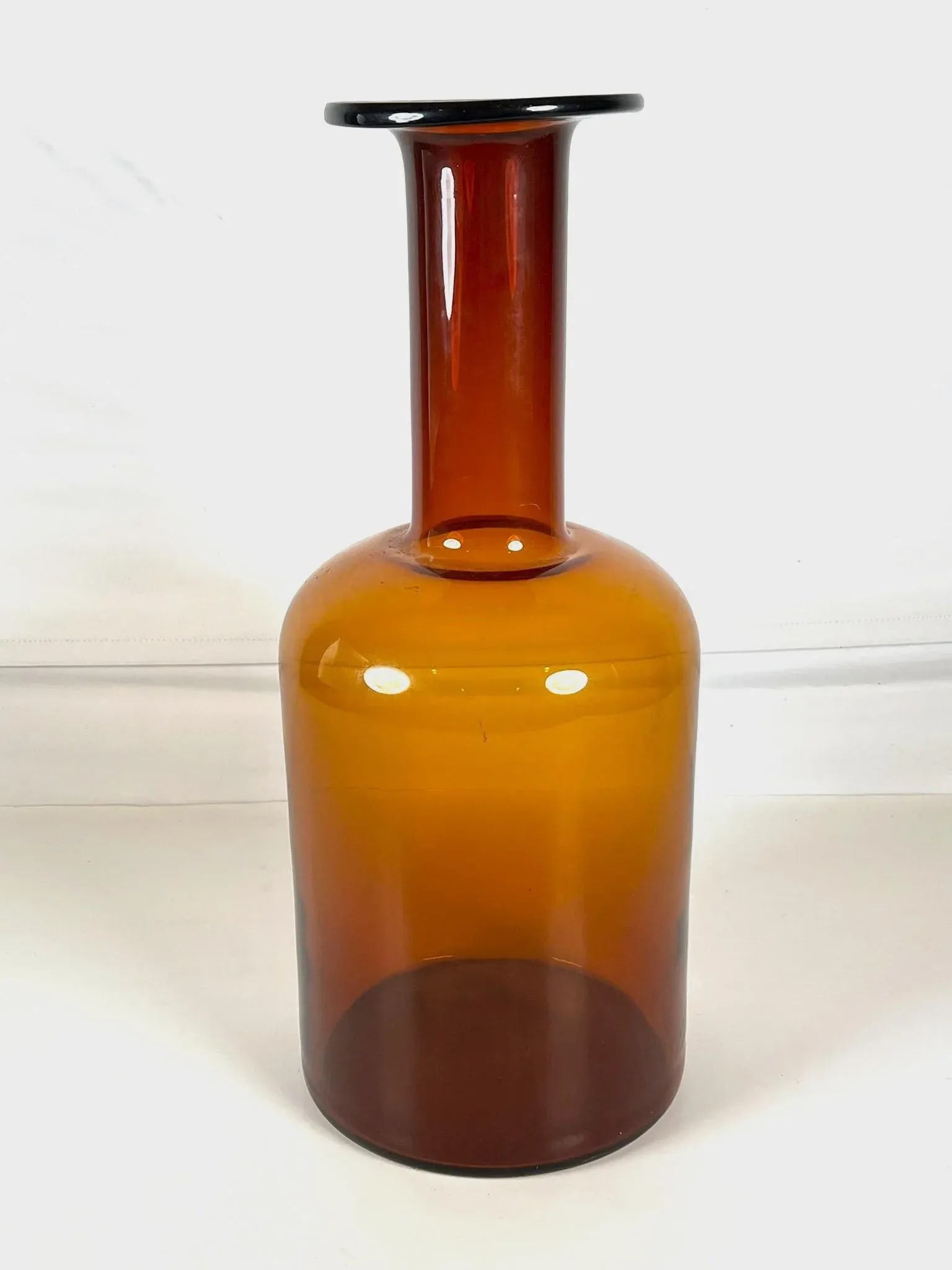 Mid Century Modern Danish Amber Glass Apothecary Bottle - 5
