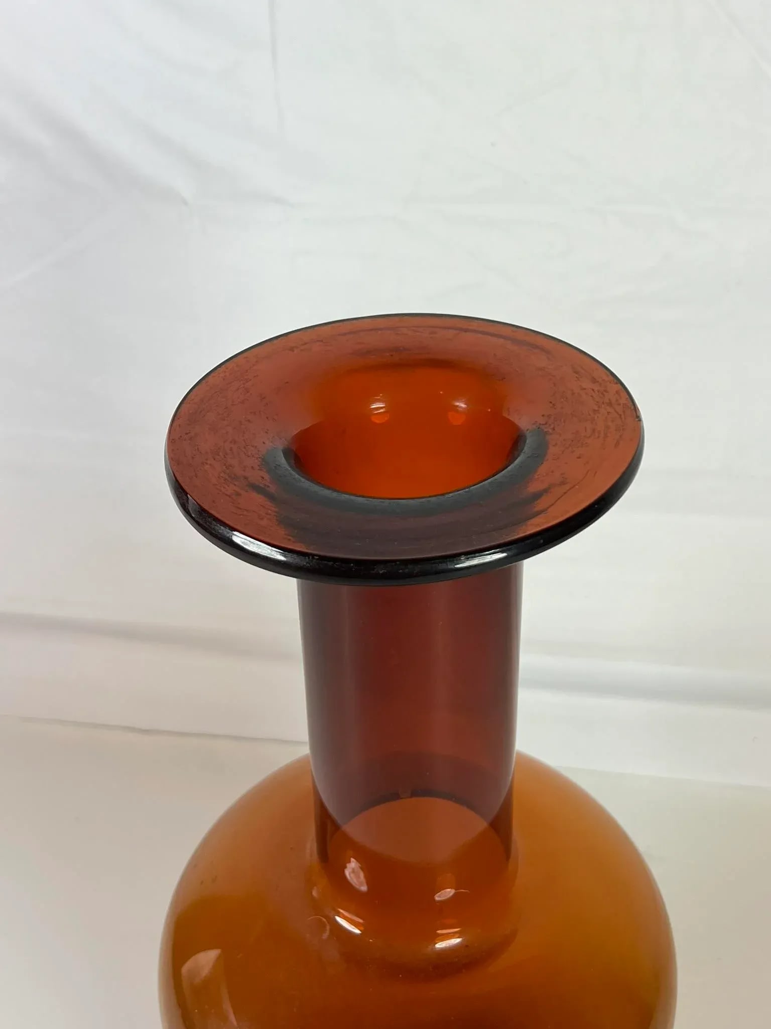 Mid Century Modern Danish Amber Glass Apothecary Bottle - 7