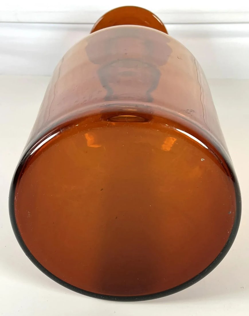 Mid Century Modern Danish Amber Glass Apothecary Bottle - 8