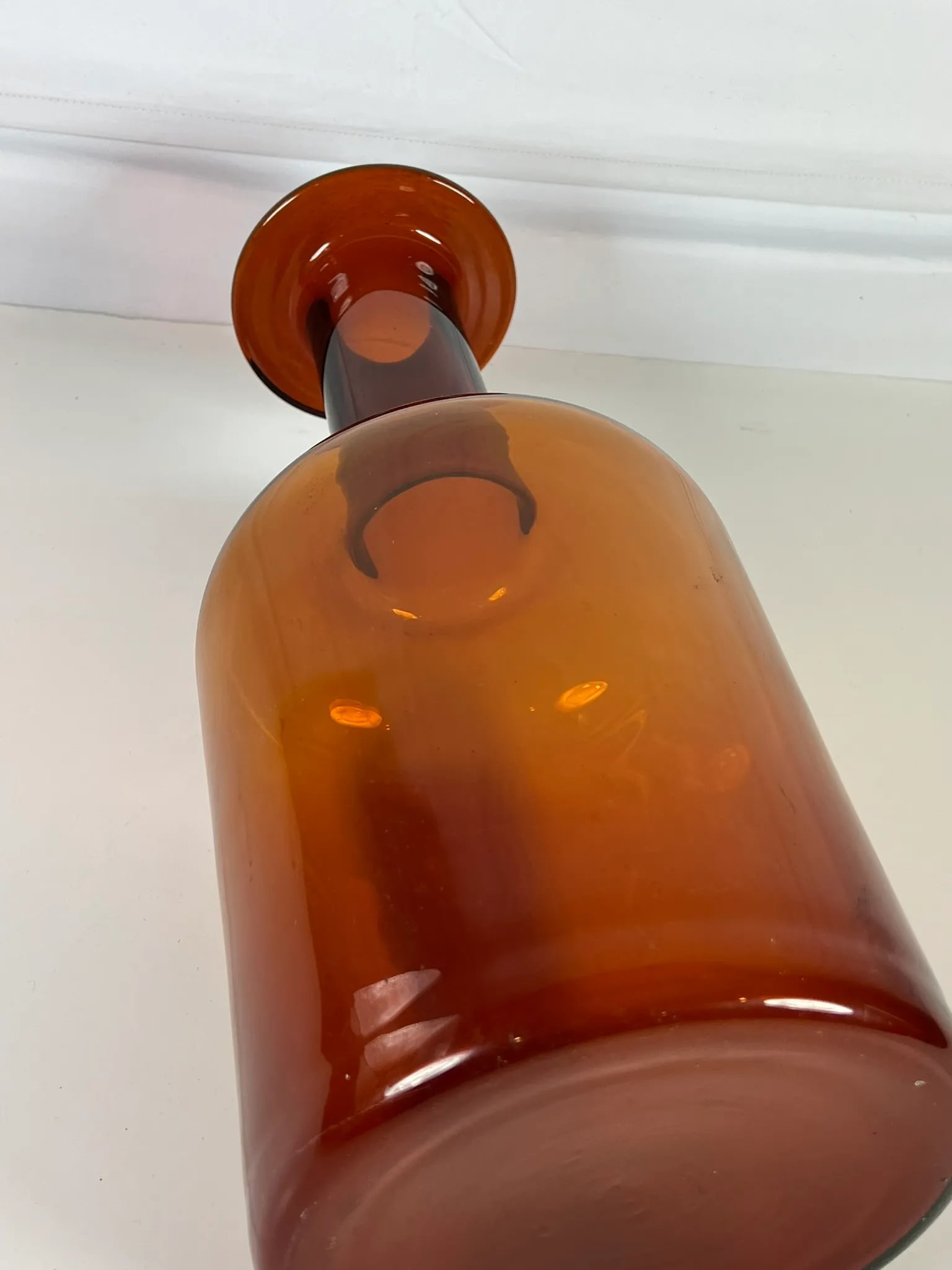 Mid Century Modern Danish Amber Glass Apothecary Bottle - 9