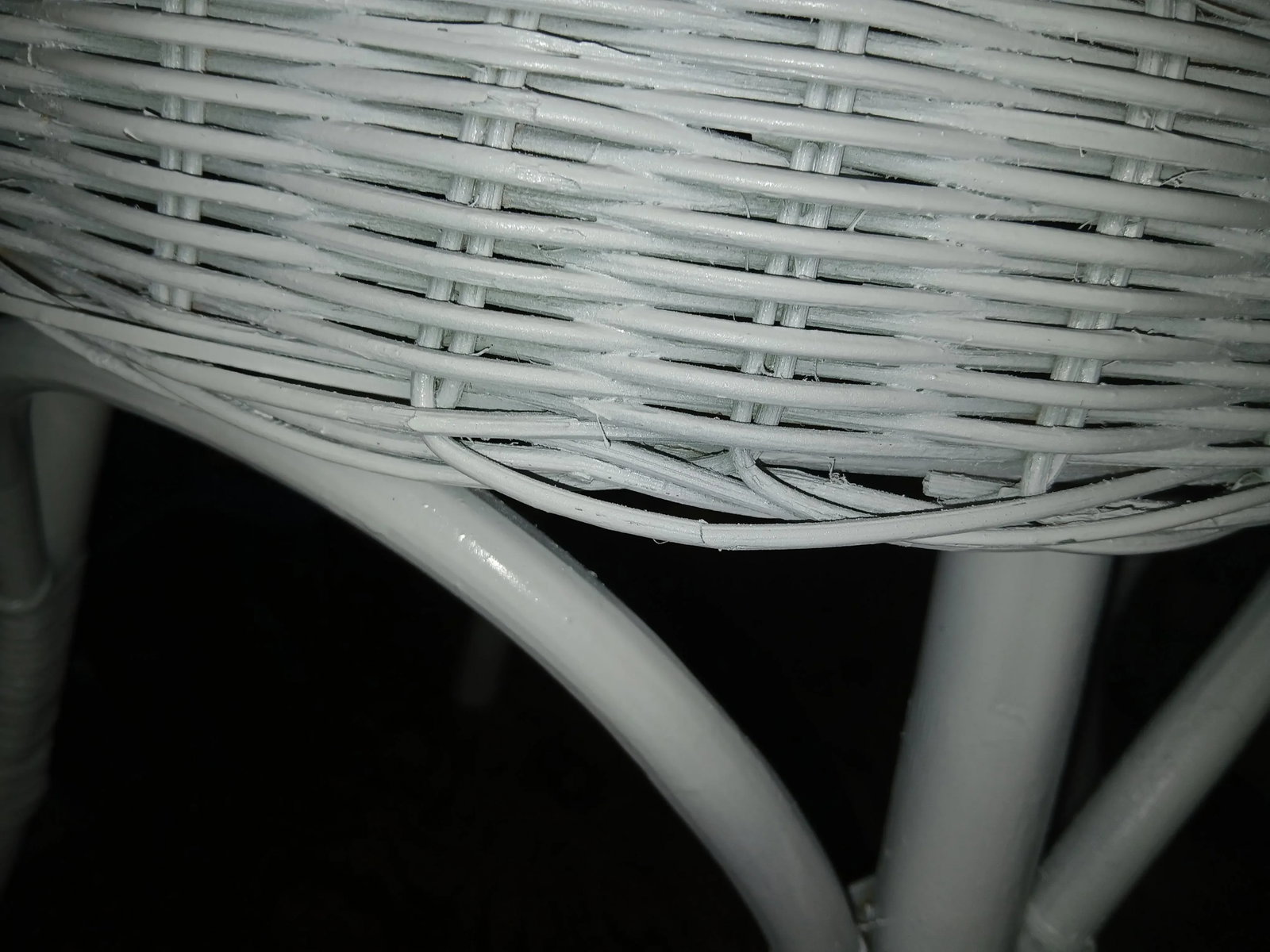 Mid 20th Century White Rattan Side Table - 3