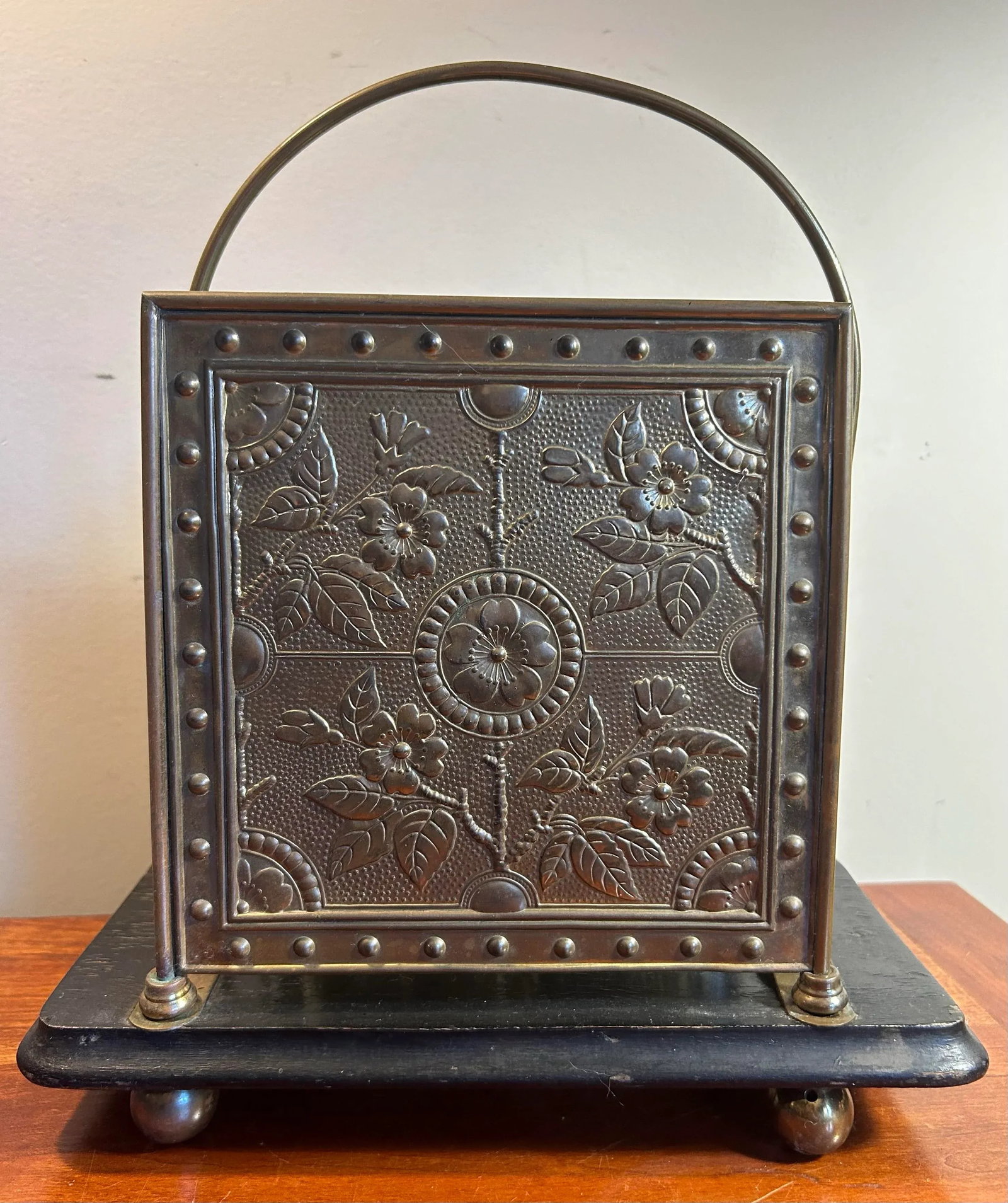 Antique Victorian Desktop Ornate Brass & Wood Letter Holder - 5