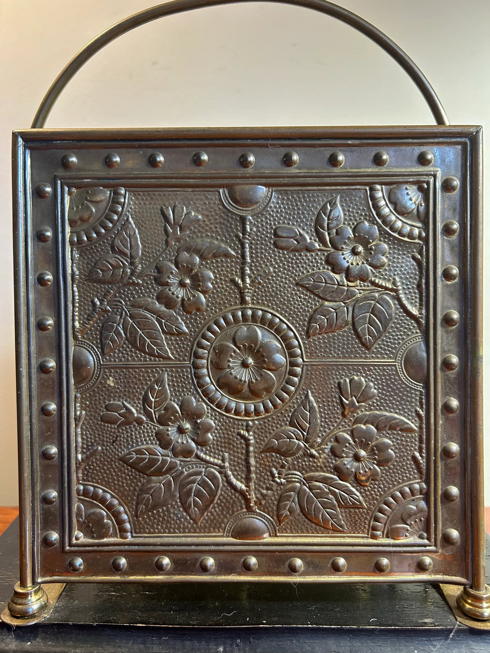 Antique Victorian Desktop Ornate Brass & Wood Letter Holder - 6