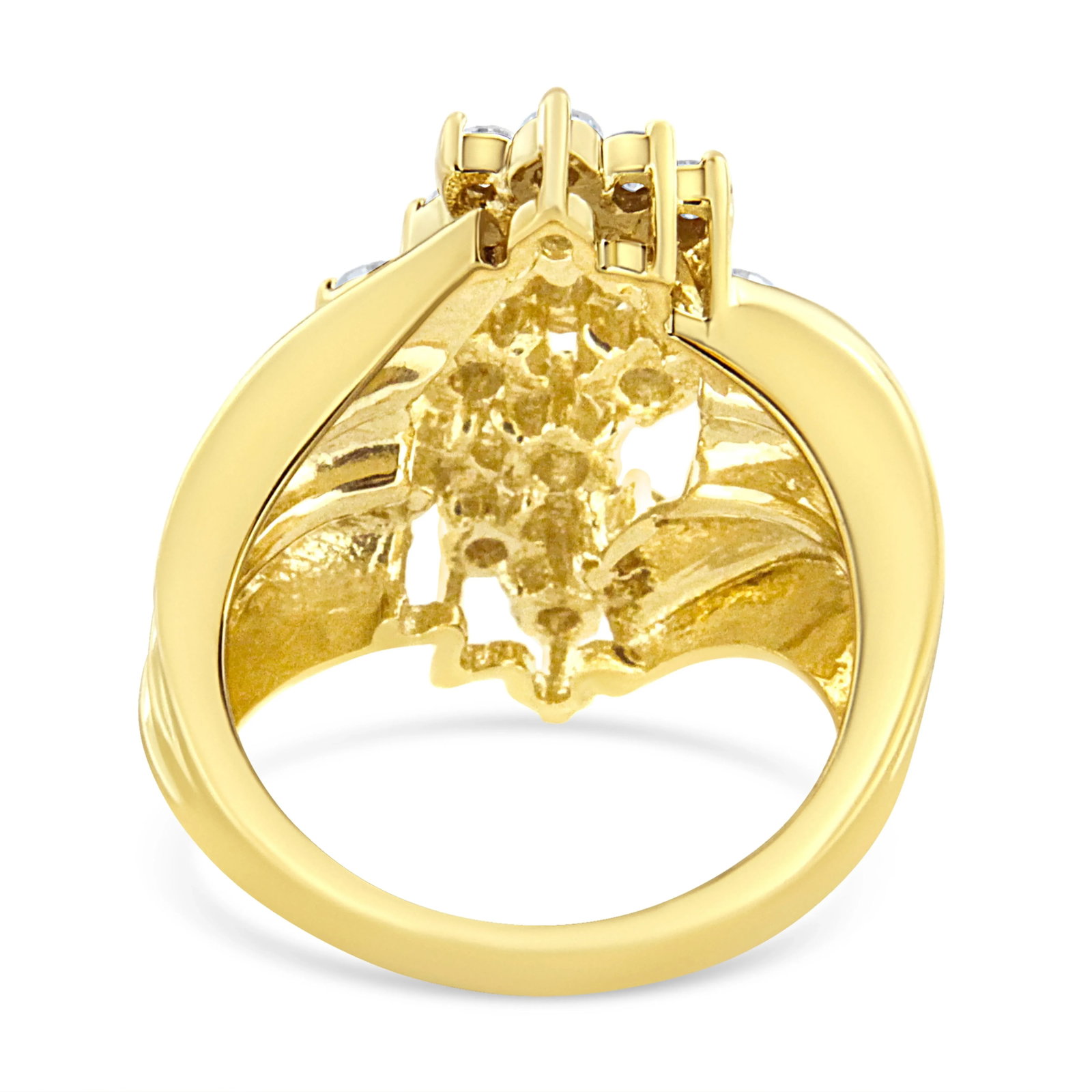 10K Yellow Gold Plated .925 Sterling Silver Diamond Cocktail Ring (1 1/2 Cttw, J-K Color, I1-I2 Clar - 3