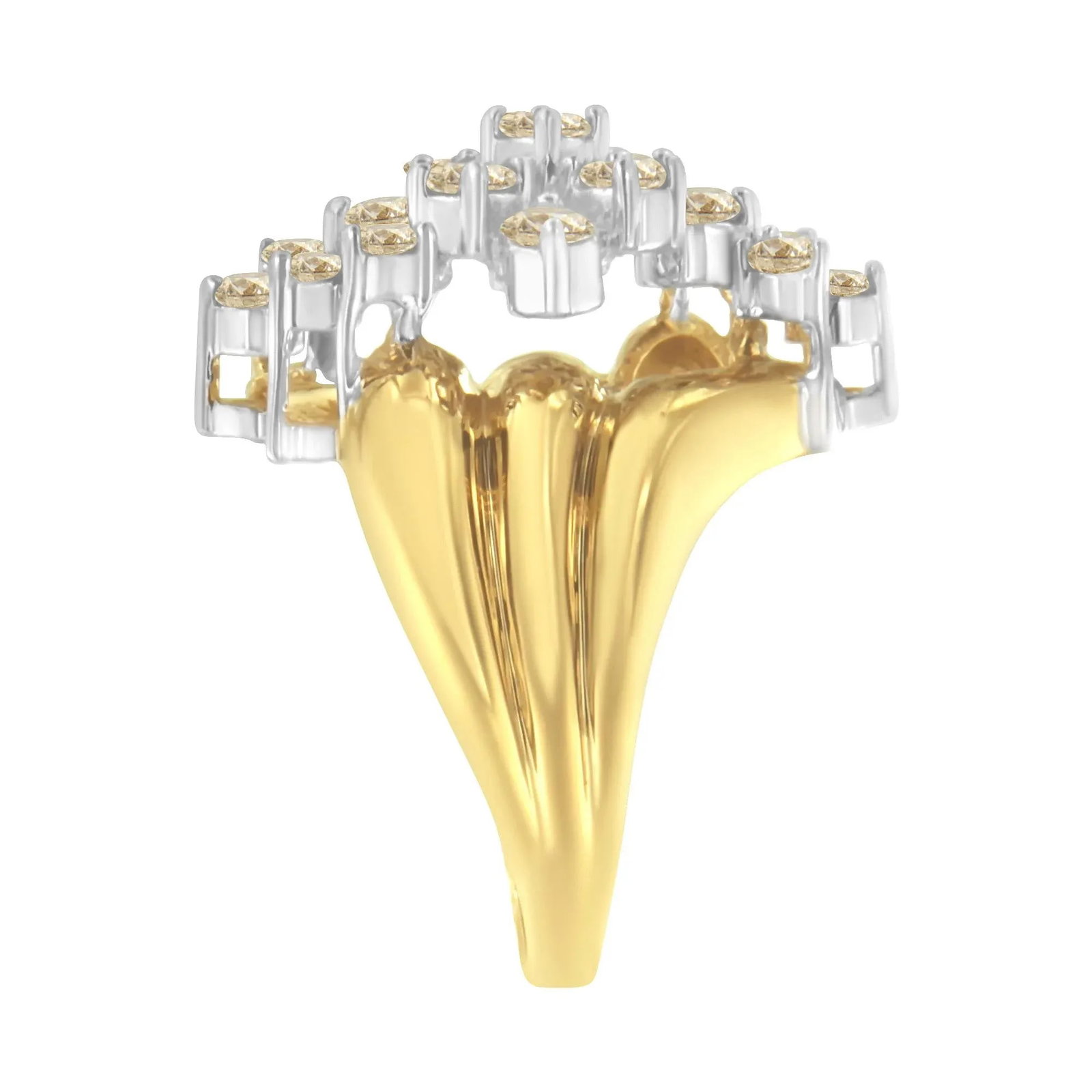 10K Yellow Gold Plated .925 Sterling Silver Diamond Cocktail Ring (1 1/2 Cttw, J-K Color, I1-I2 Clar - 4