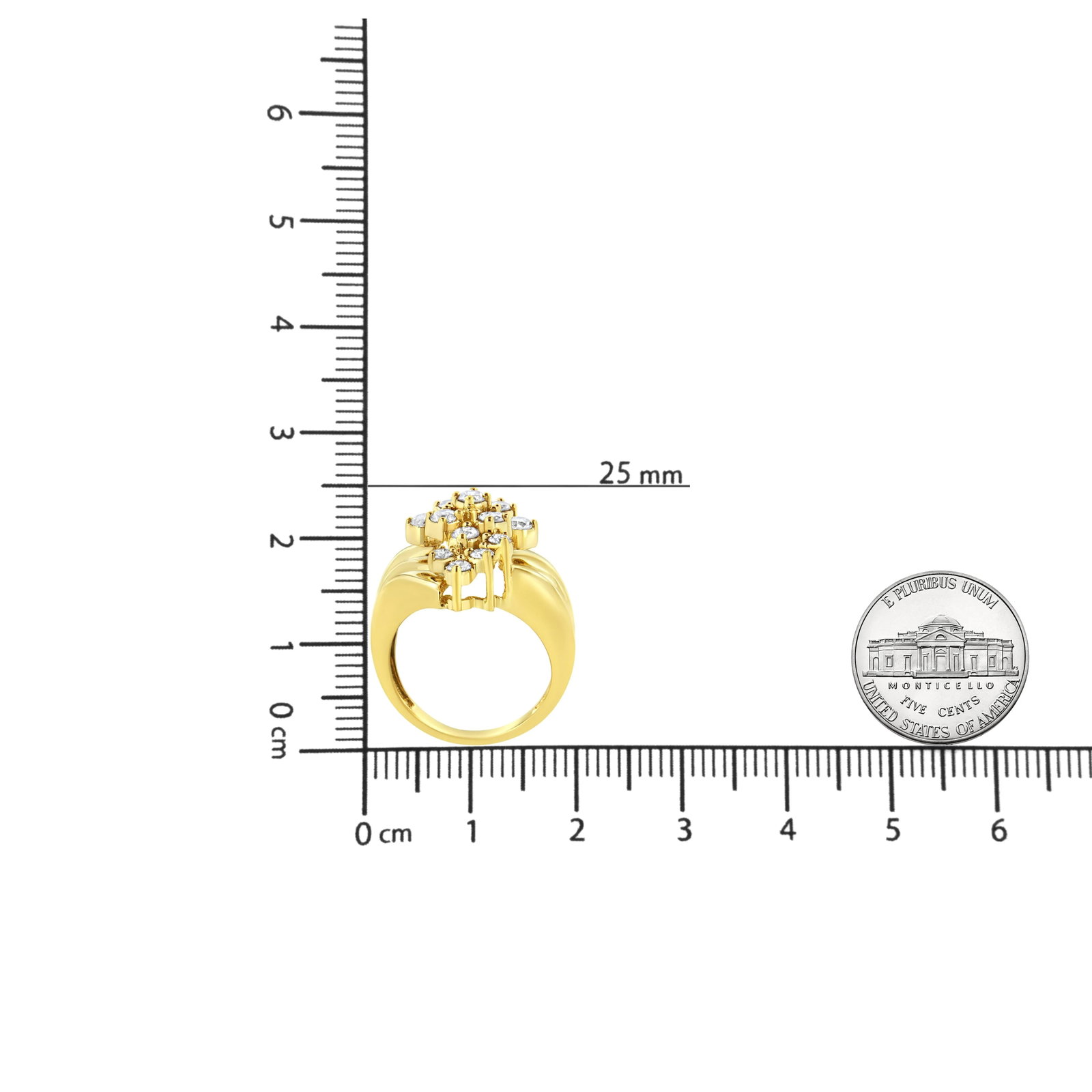 10K Yellow Gold Plated .925 Sterling Silver Diamond Cocktail Ring (1 1/2 Cttw, J-K Color, I1-I2 Clar - 6