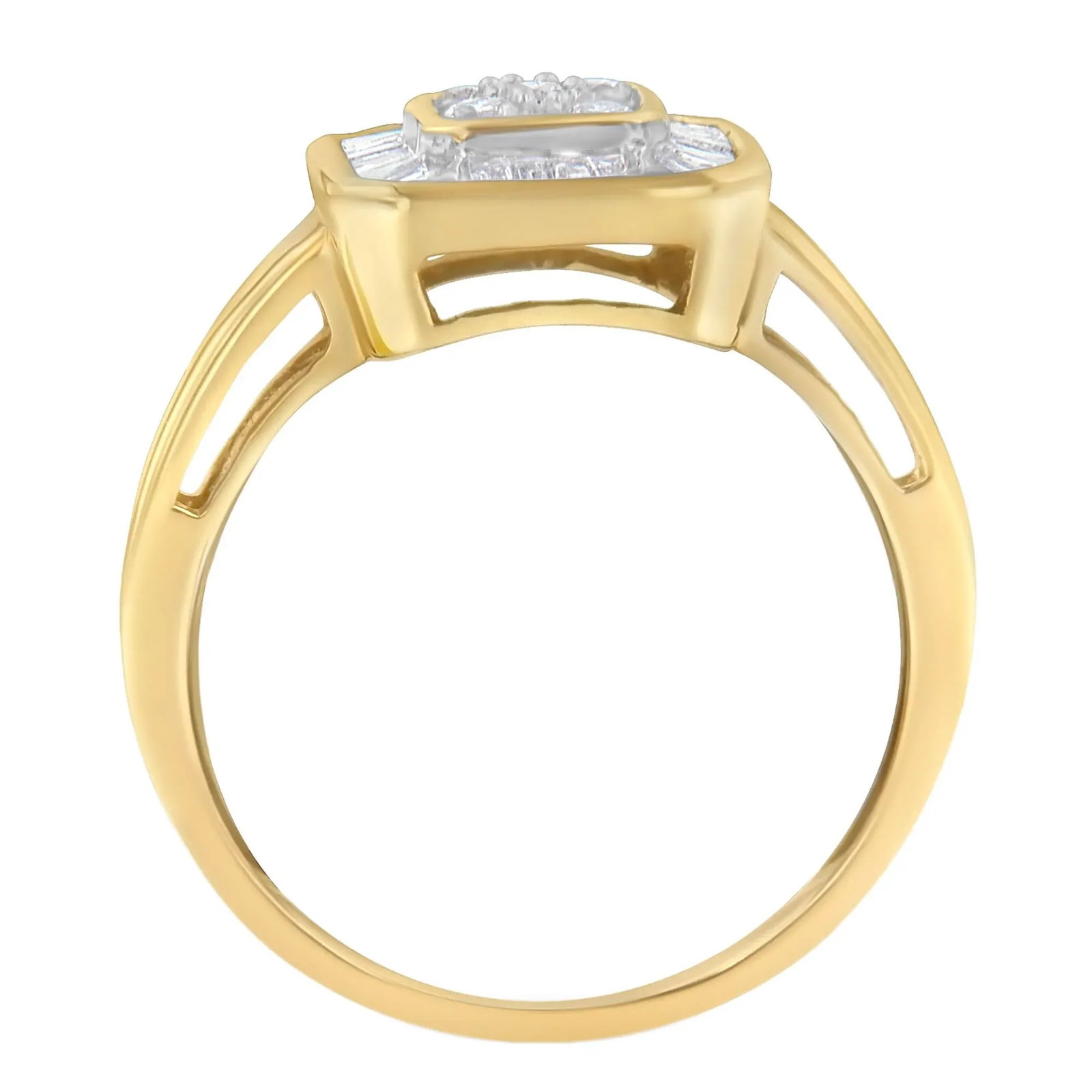 10K Yellow Gold Diamond Cocktail Ring (1/2 Cttw, I-J Color, SI2-I1 Clarity) - Size 6 EVS1010 - 2